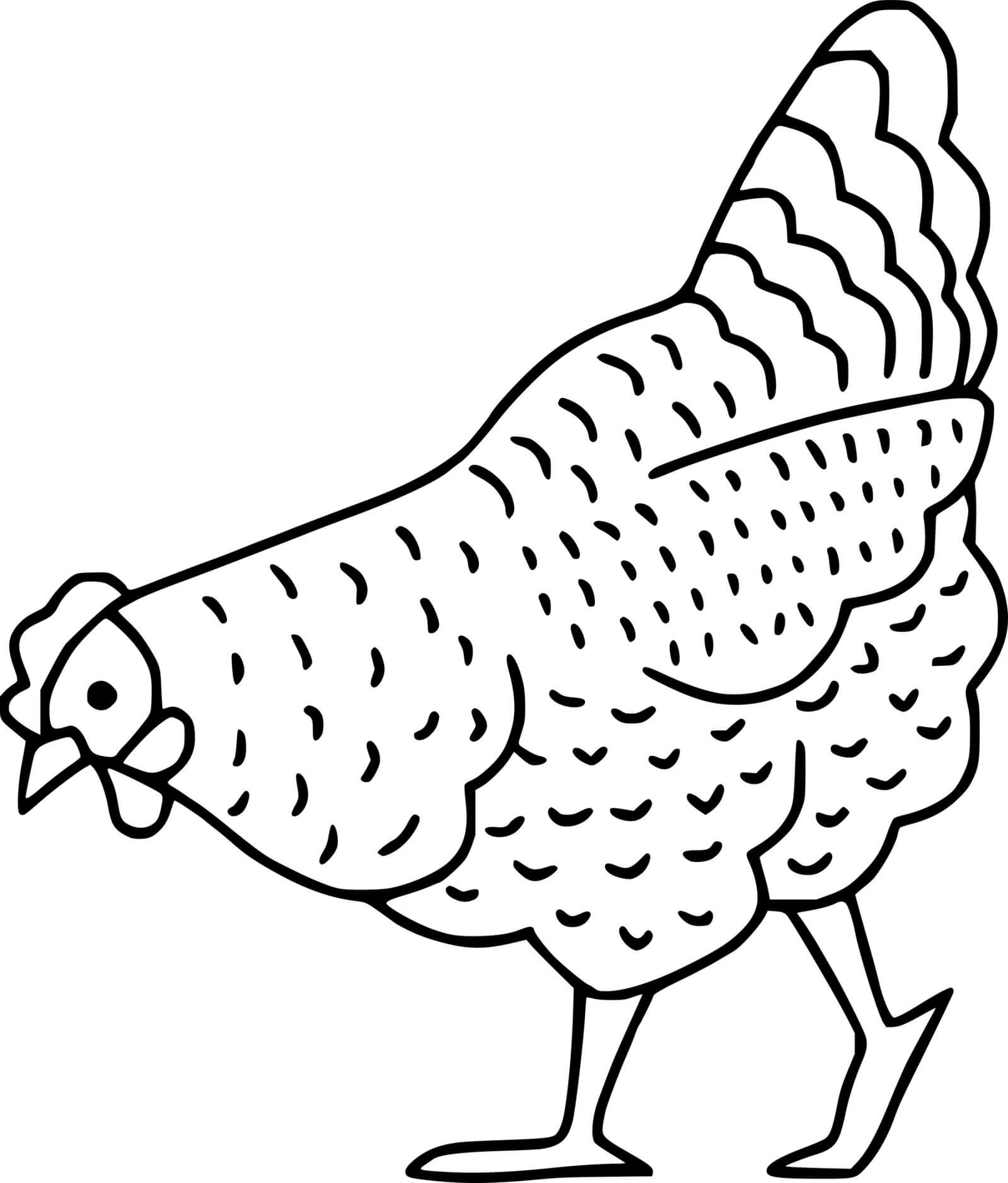 Hen Finding Food Coloring Page