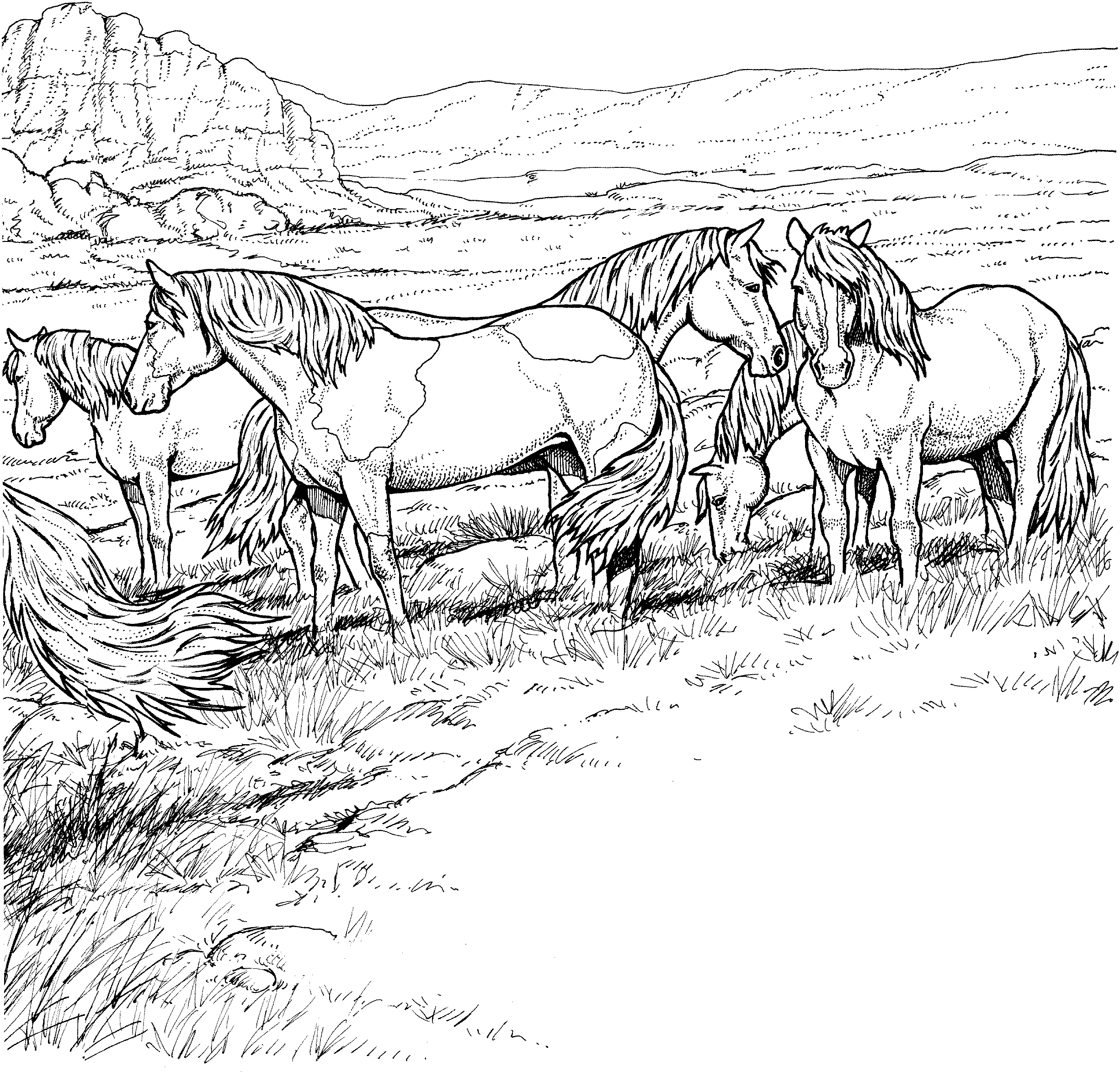 Herd Of Horses Coloring Page