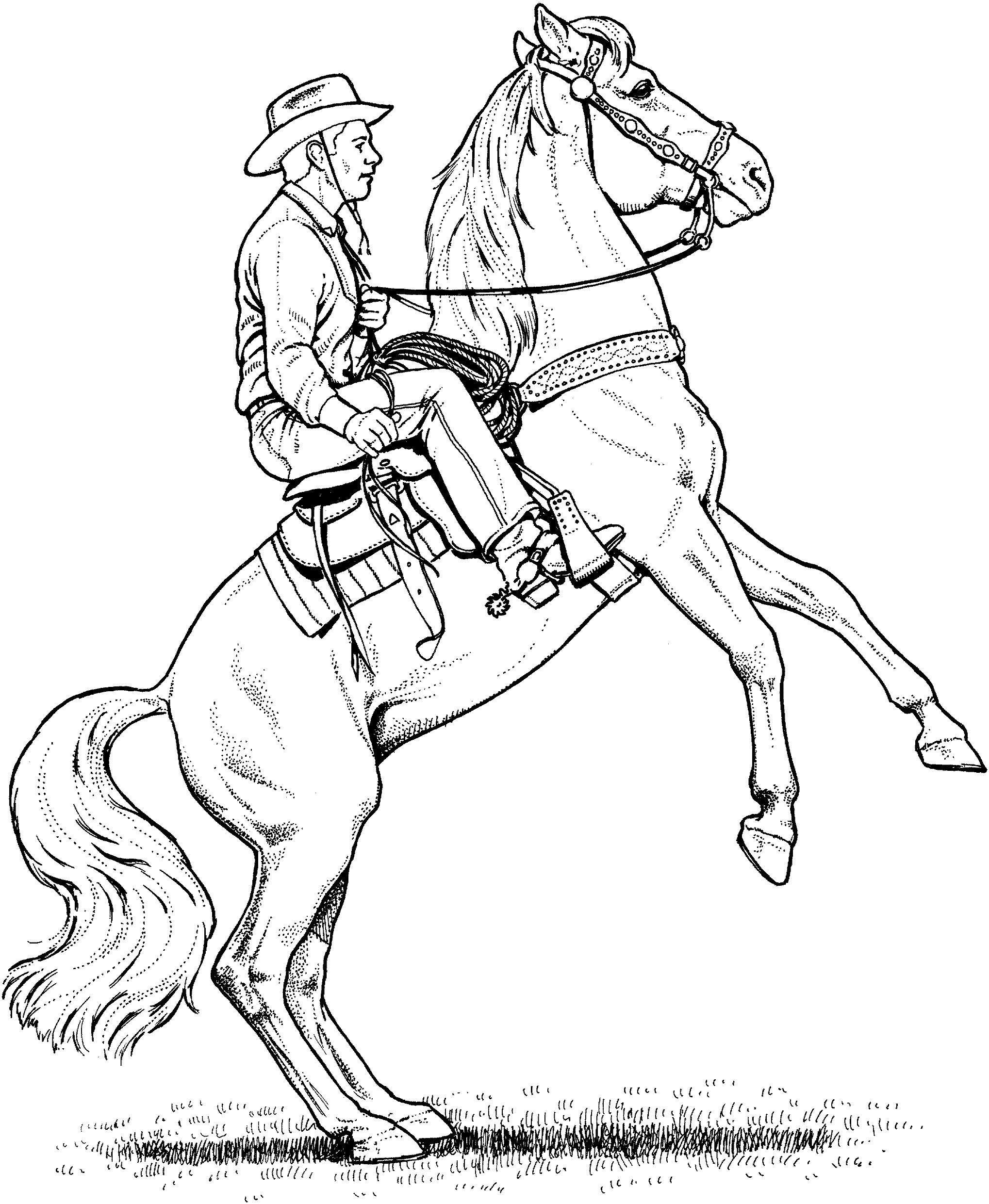 Horse Rearing Coloring Page