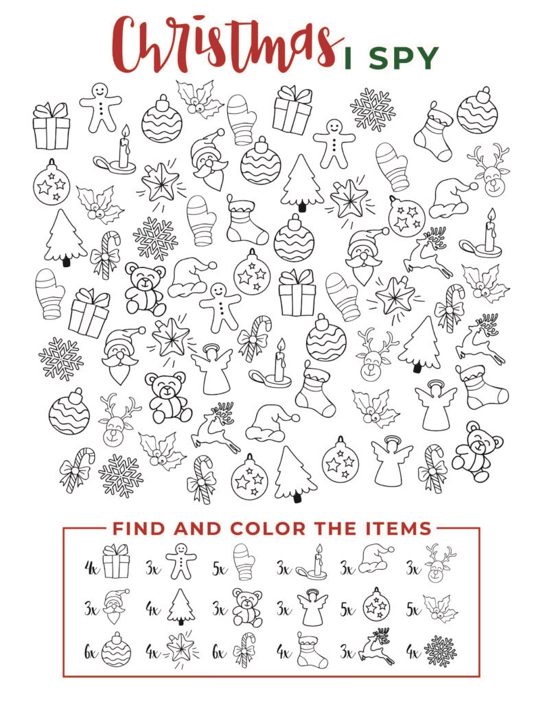 I Spy Christmas Find And Color The Items