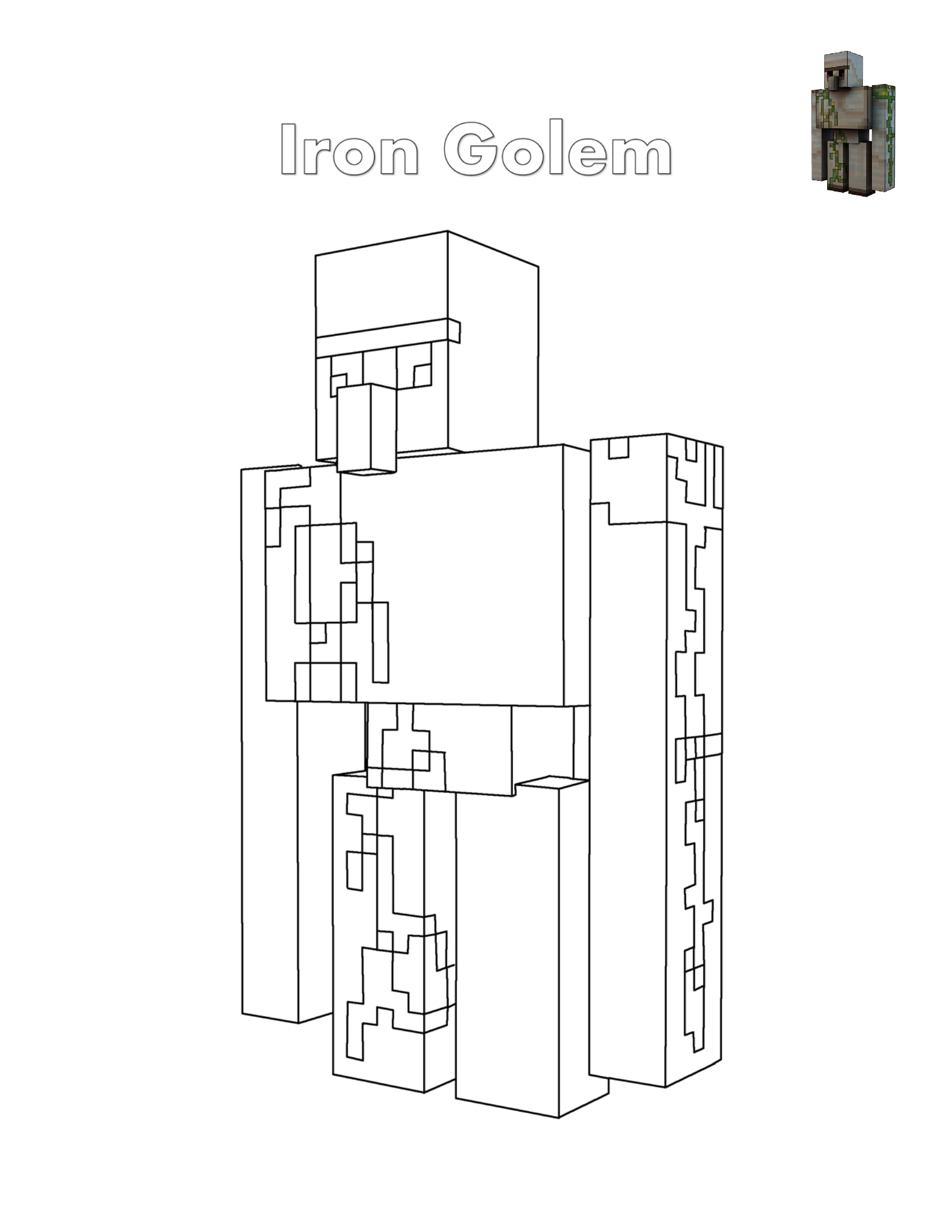 Iron Golem Minecraft Coloring Page