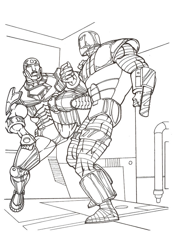 Iron Man In Combat A4 Avengers Marvel Coloring Page