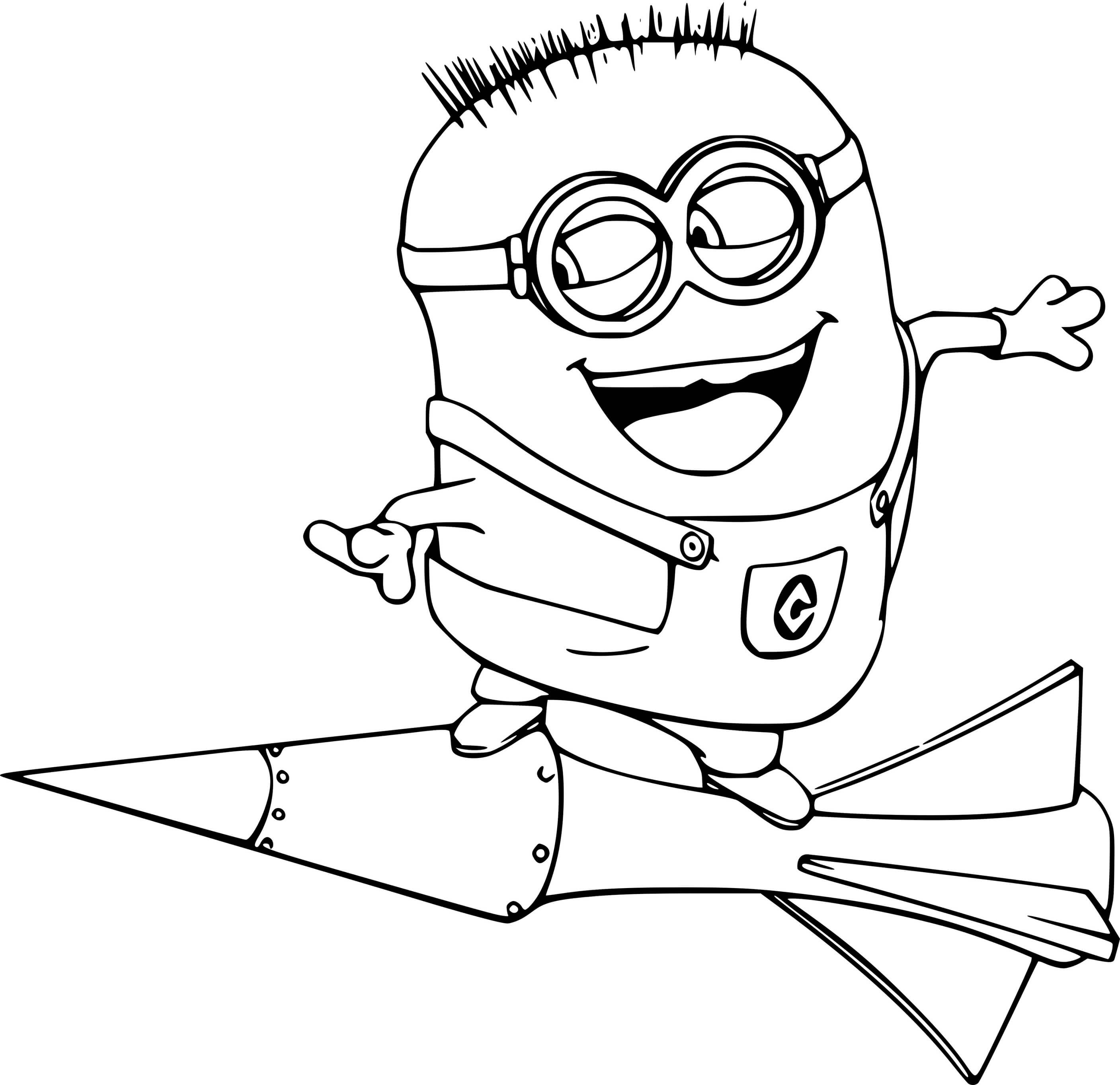 Jorge Minion On The Rocket Coloring Page