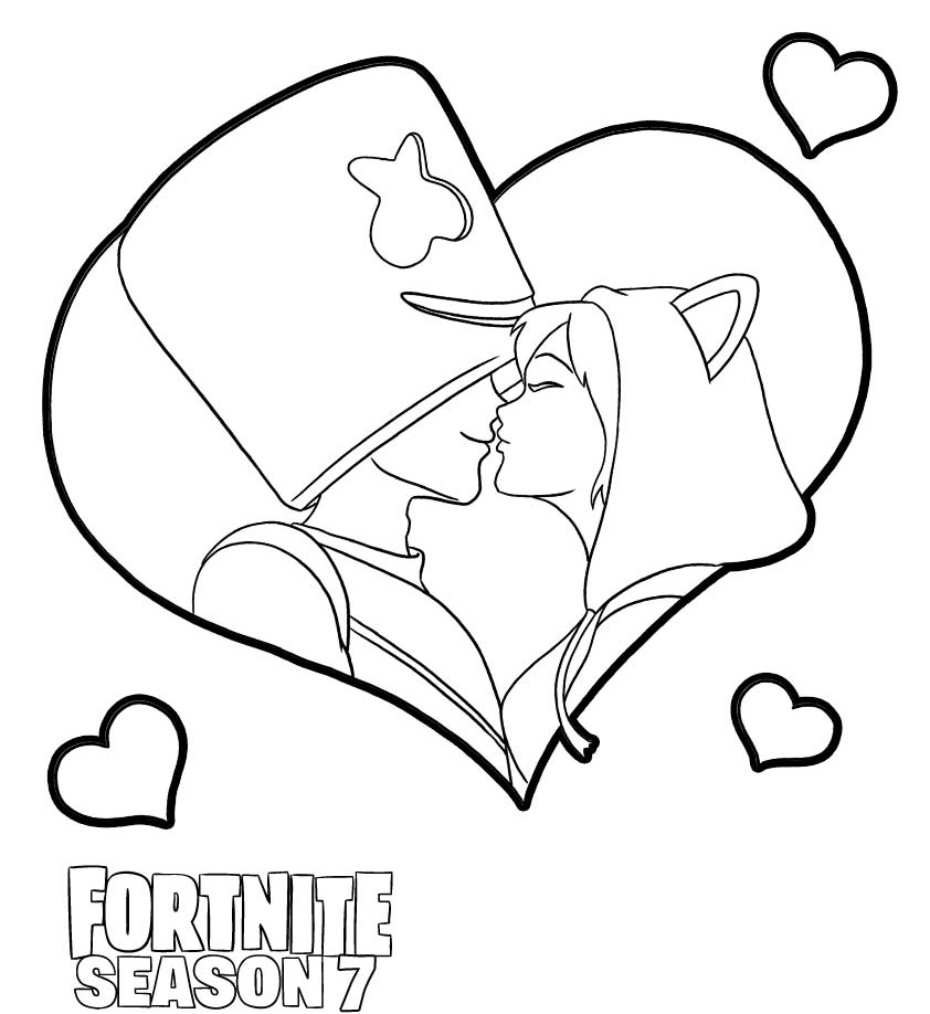 Just A Kiss Fortnite Marshmello Kiss Coloring Page