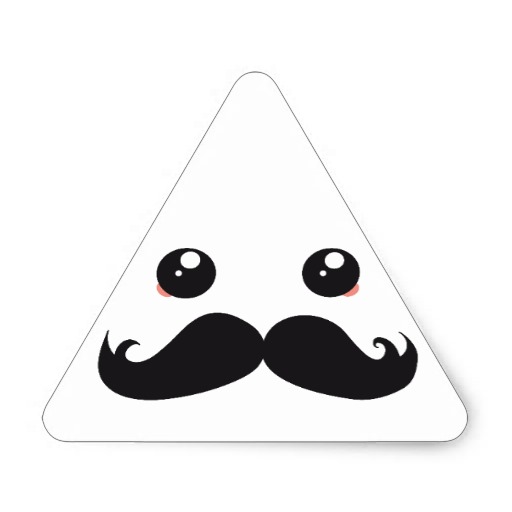 Kawaii With Cute Mustache Triangle Stickers