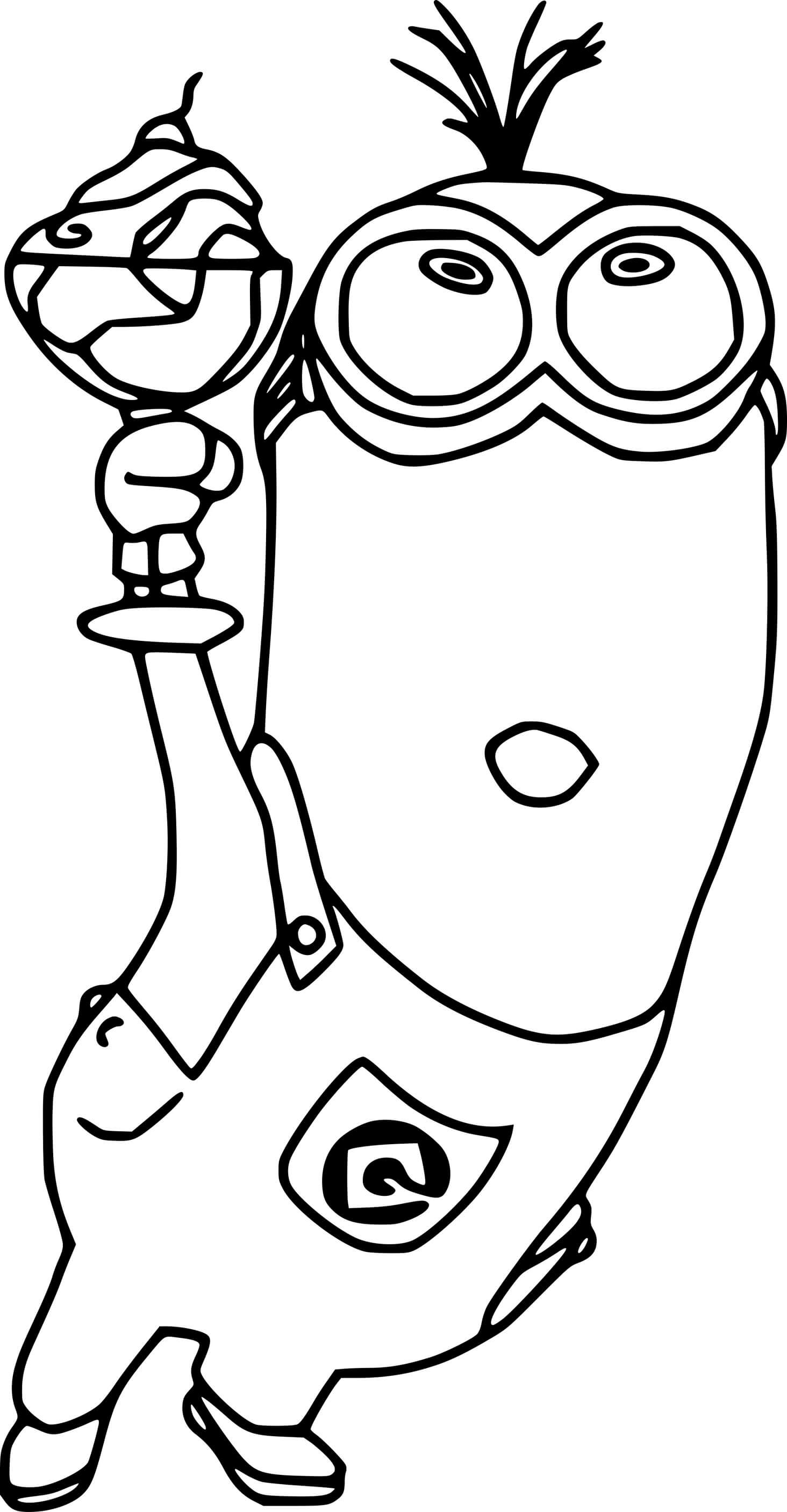 Kevin Minion Holds An Ice Cream Coloring Page
