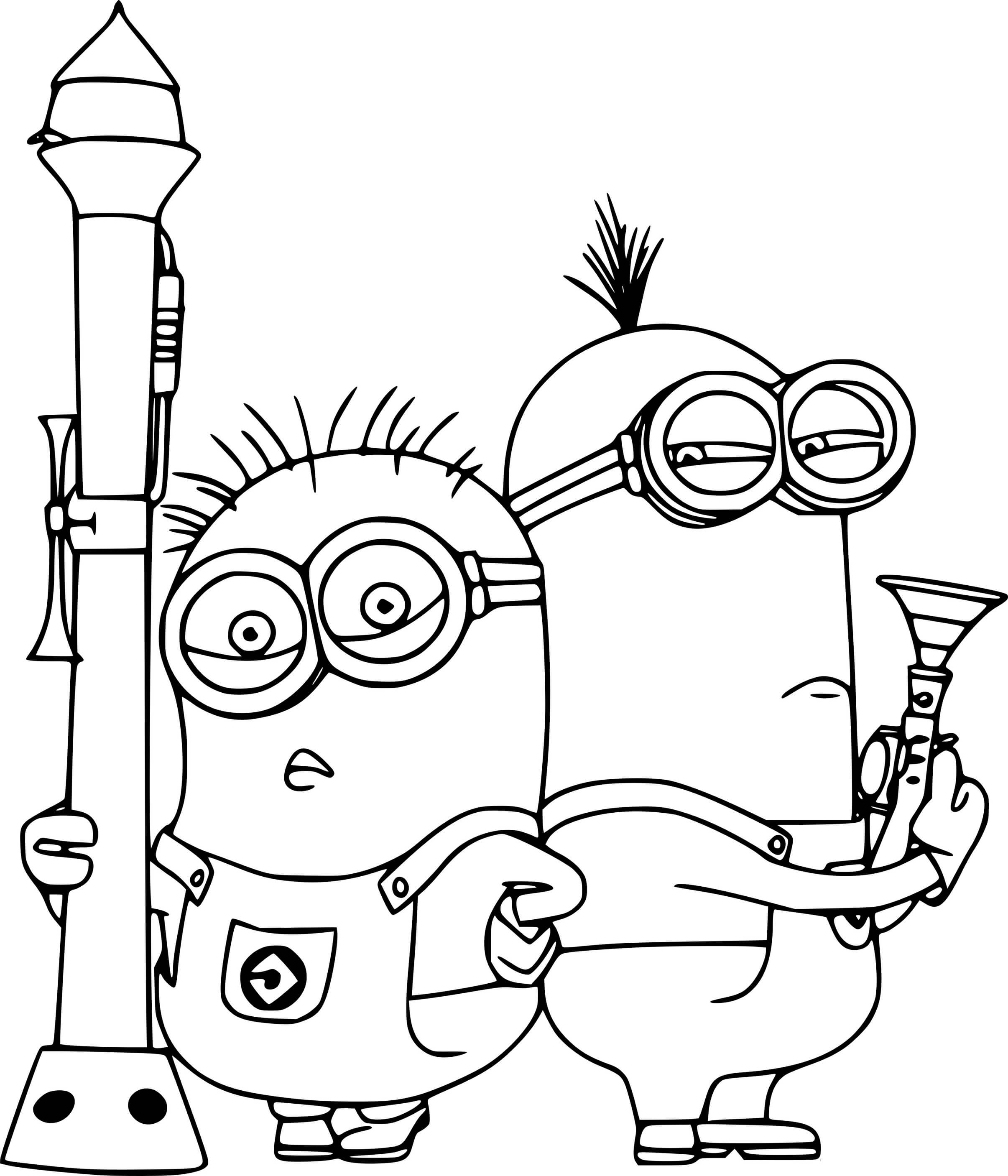 Kevin And Phil With A Rocket Coloring Page