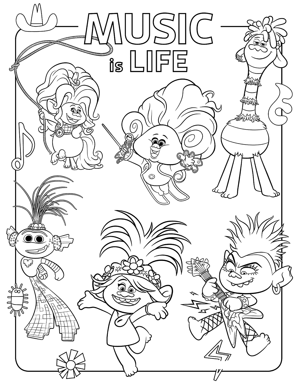 Kings And Queens From Trolls 2 World Tour Coloring Page
