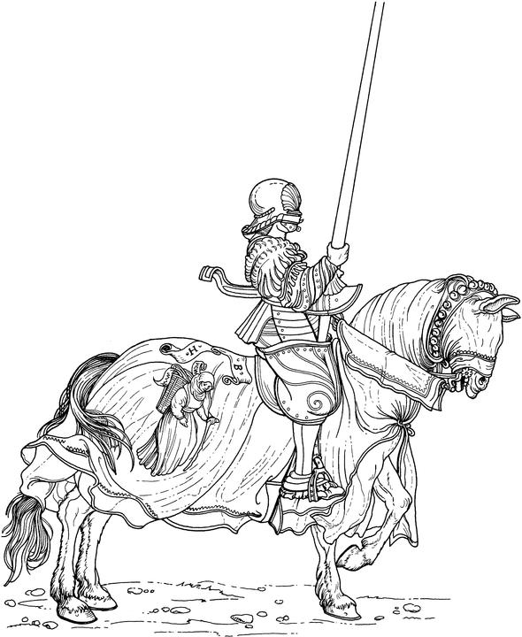 Knight And Horse Coloring Page
