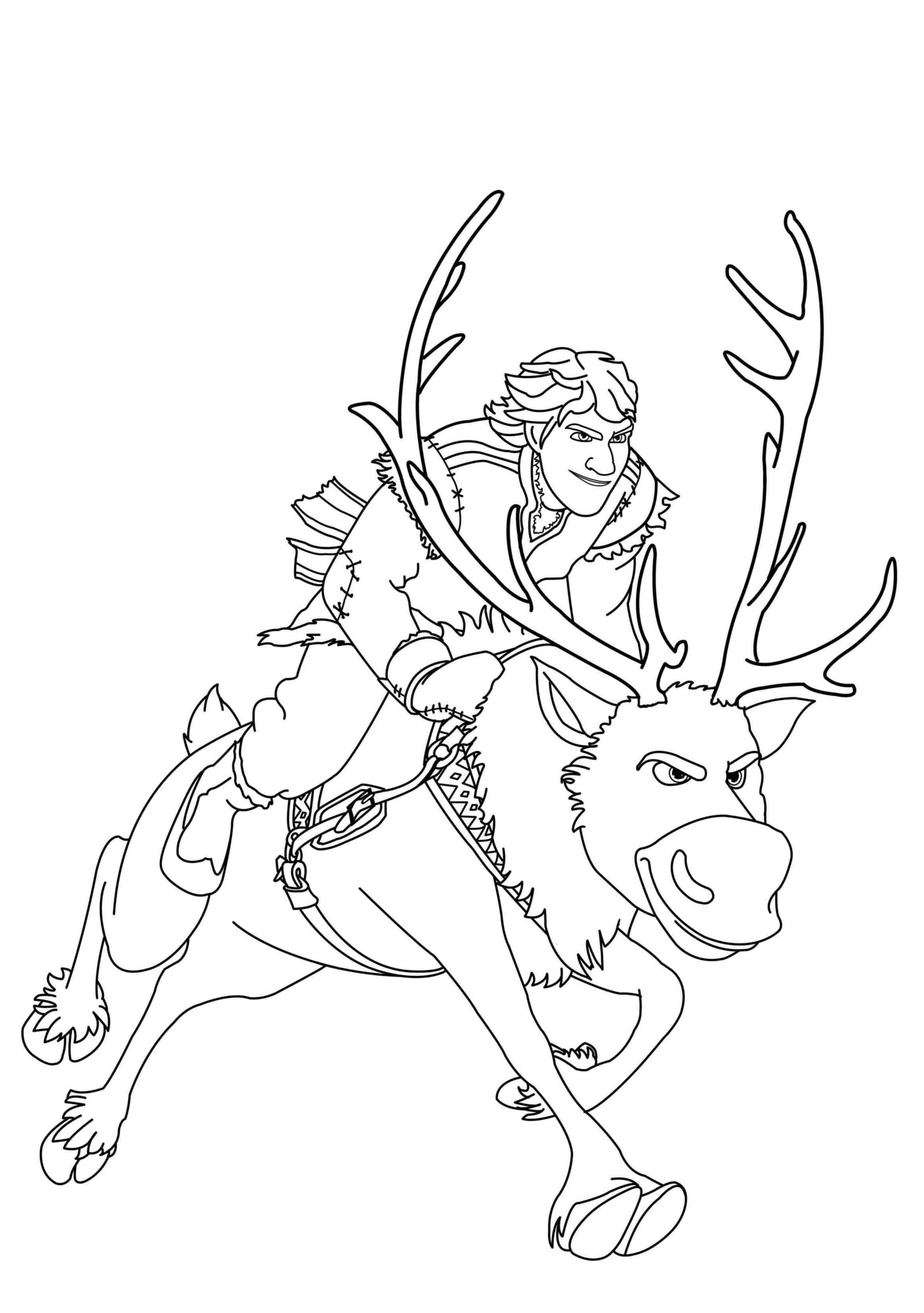 Kristoff True Outdoorsman With His Best Friend Sven Coloring Page