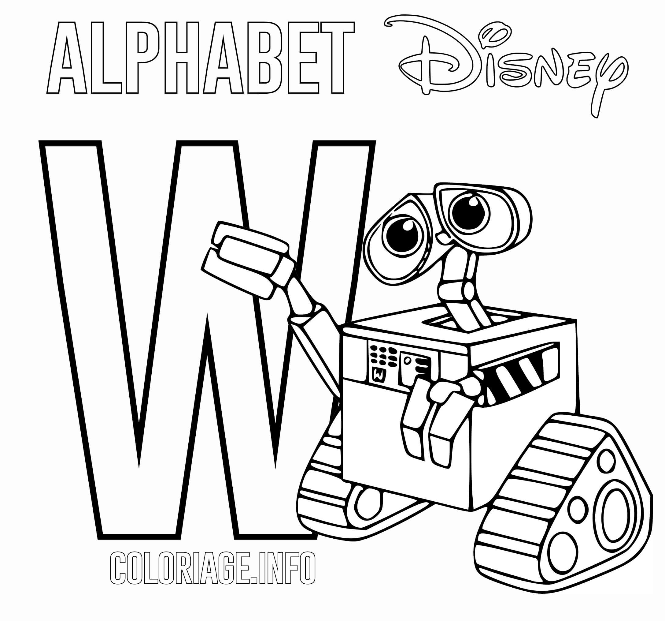 Letter W Wall E Alphabet Disney Coloring Page