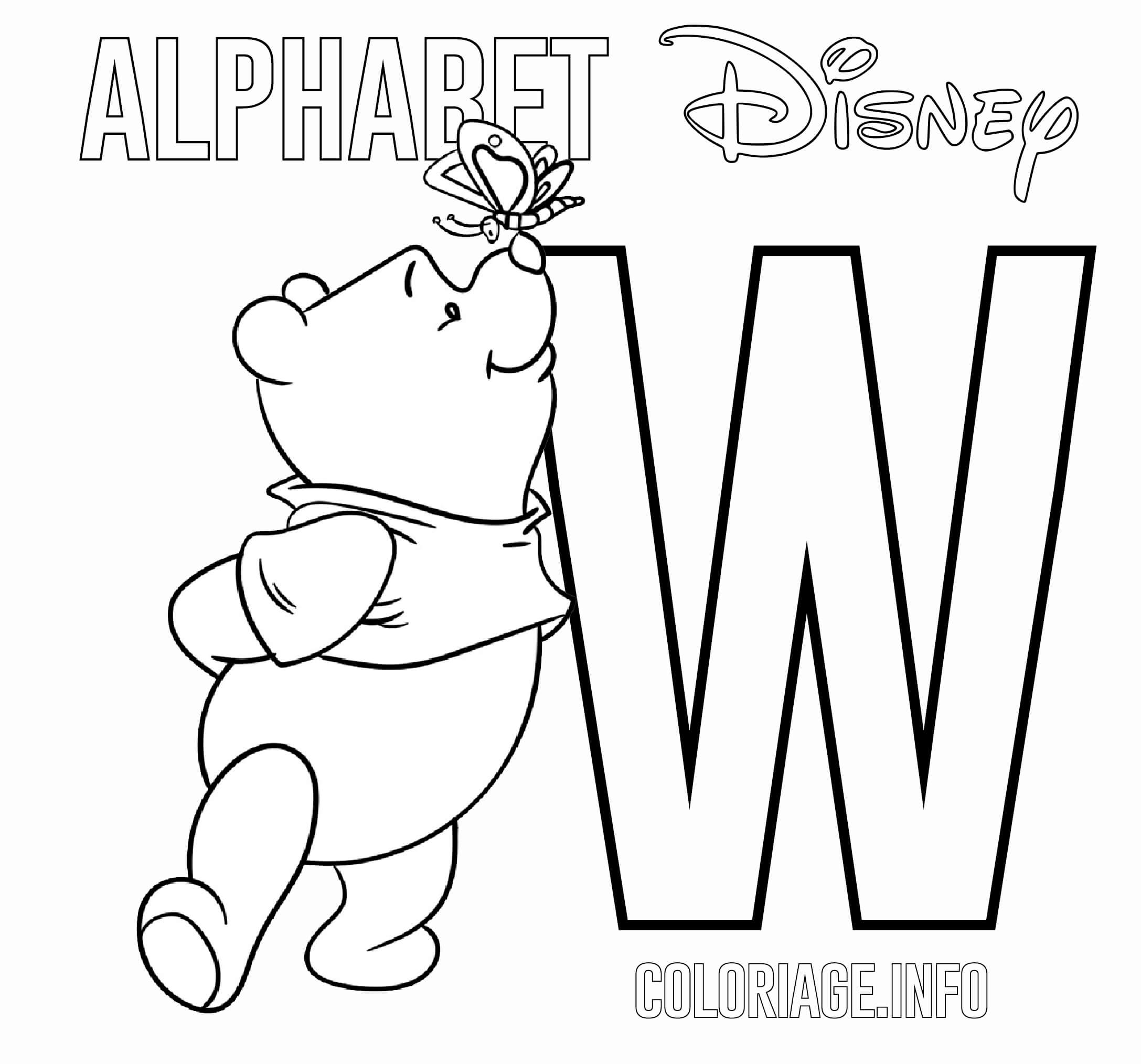 Letter W Winnie The Pooh Alphabet Disney Coloring Page