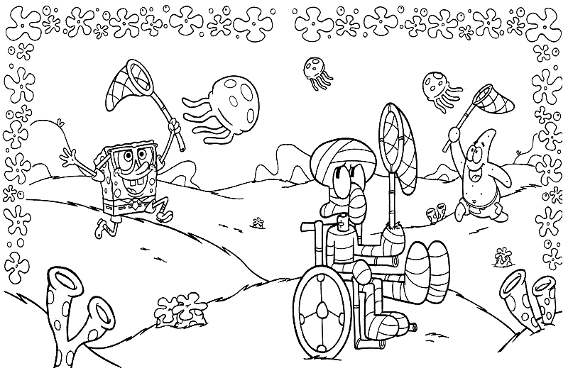 Lonely Squidward Coloring Page