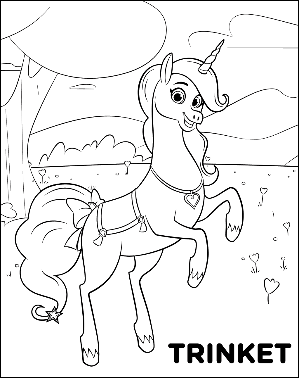 Magical Pet Unicorn Trinket For Girls Coloring Page