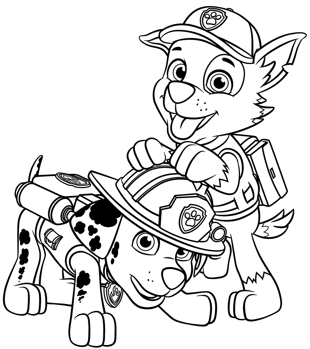 Marshall And Rocky Of PAW Patrol Coloring Page