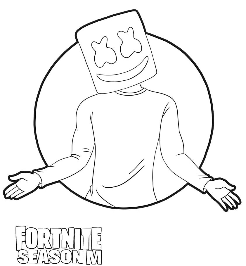 Marshmello Skin From Fortnite Season M Coloring Page