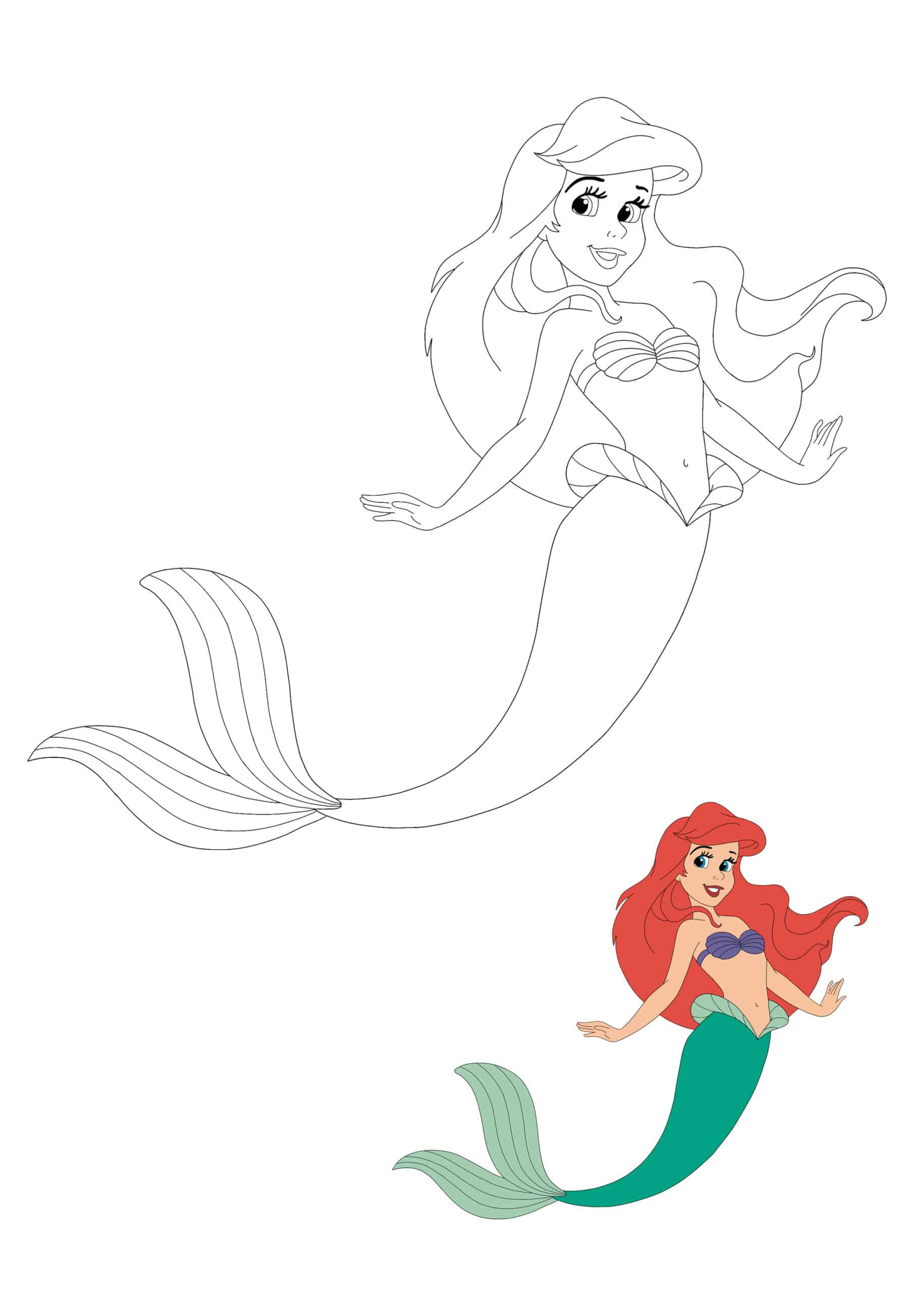 Mermaid Ariel Coloring Page