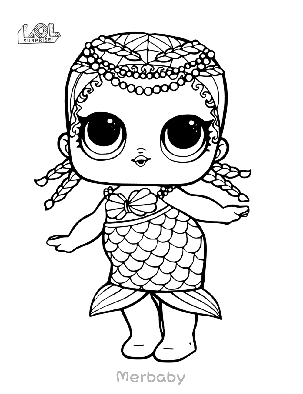 Mermaid LOL Surprise Doll Merbaby Coloring Page