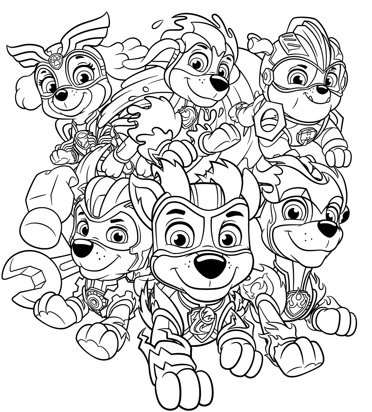 Mighty Pups Charged Up Coloring Page