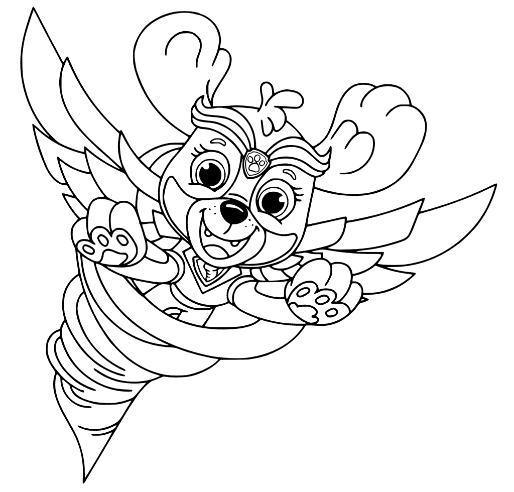 Mighty Pups Flying Skye For Kids Coloring Page