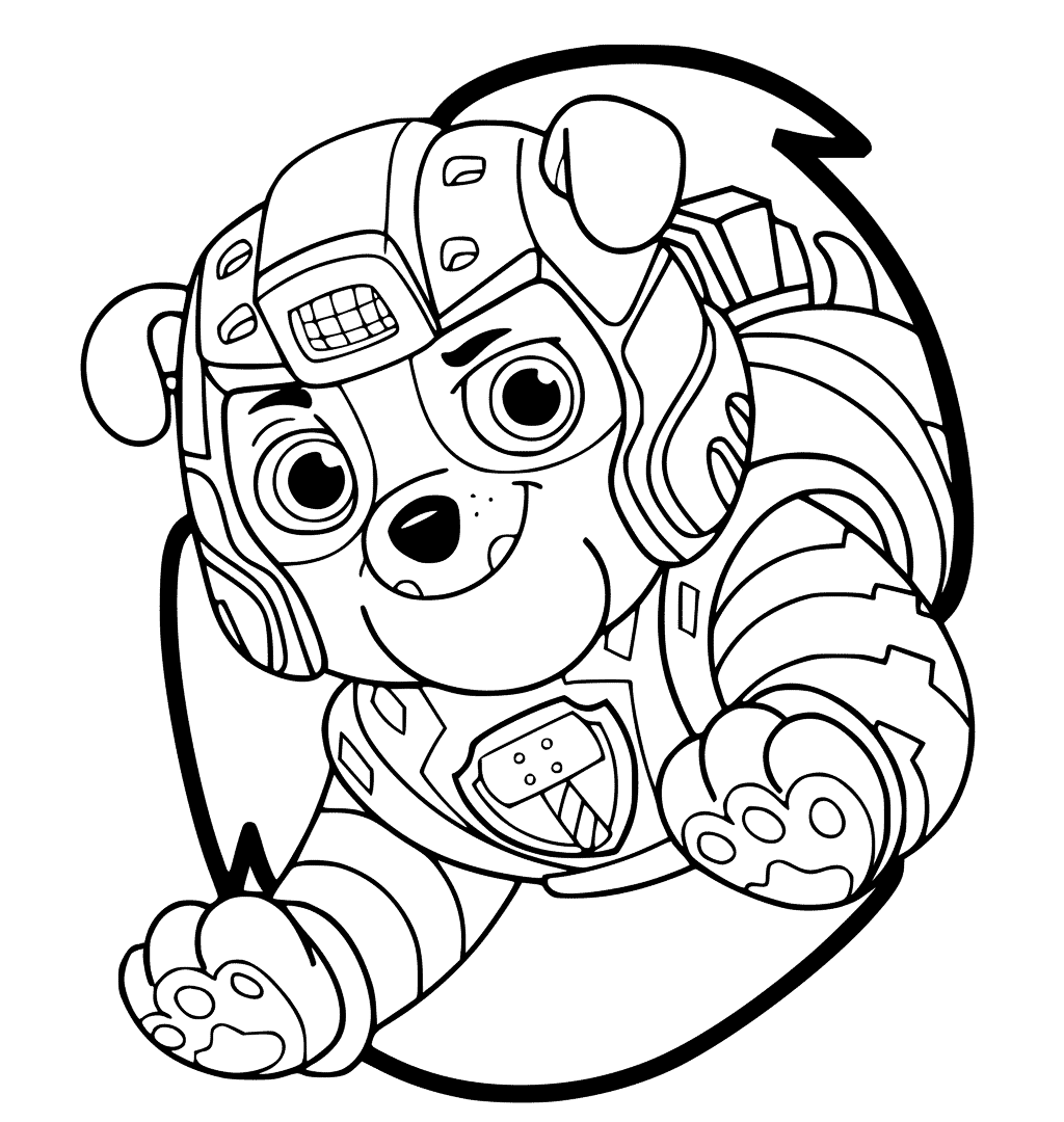 Mighty Pups Rubble Bulldog Coloring Page