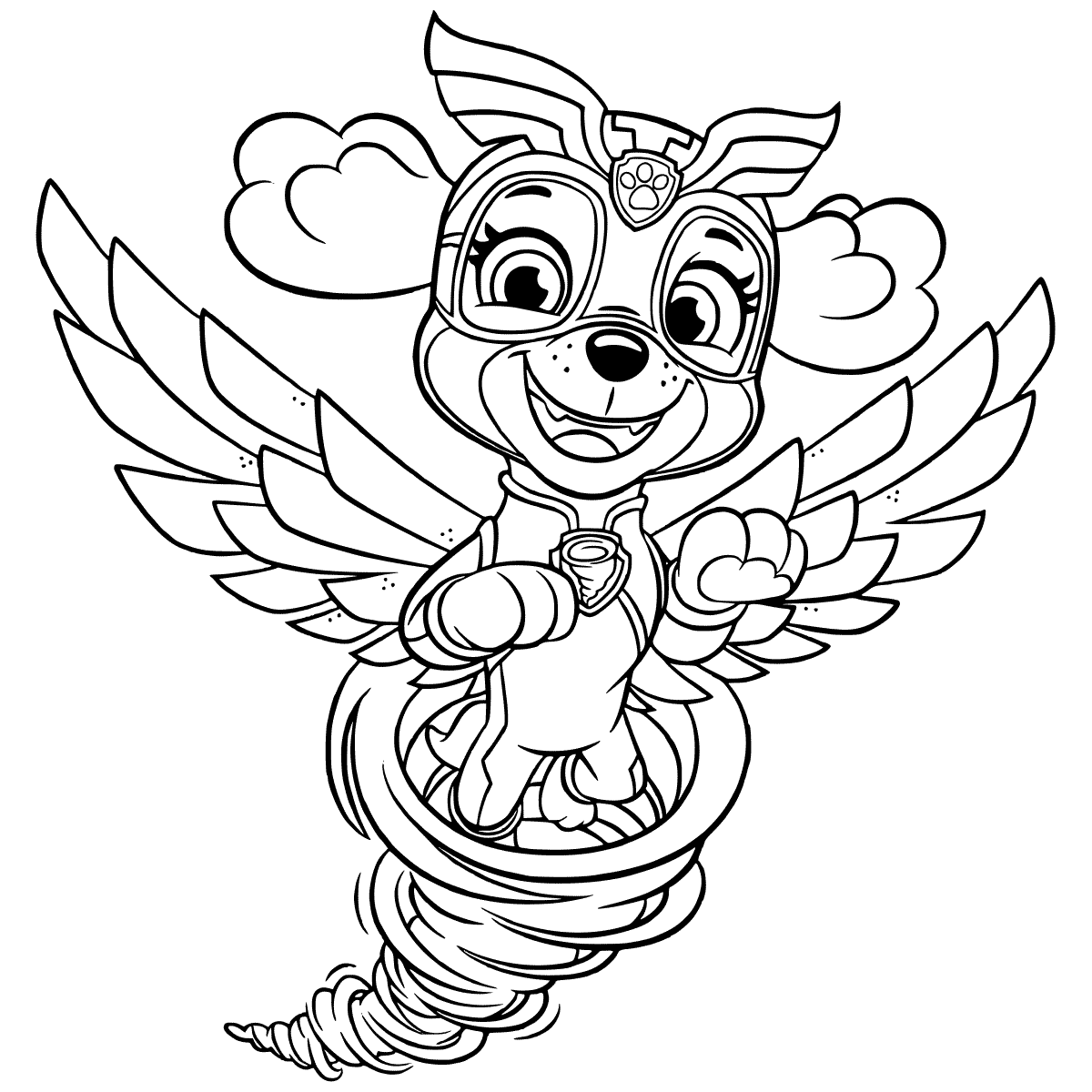 Mighty Pups Skye In Tornado Coloring Page