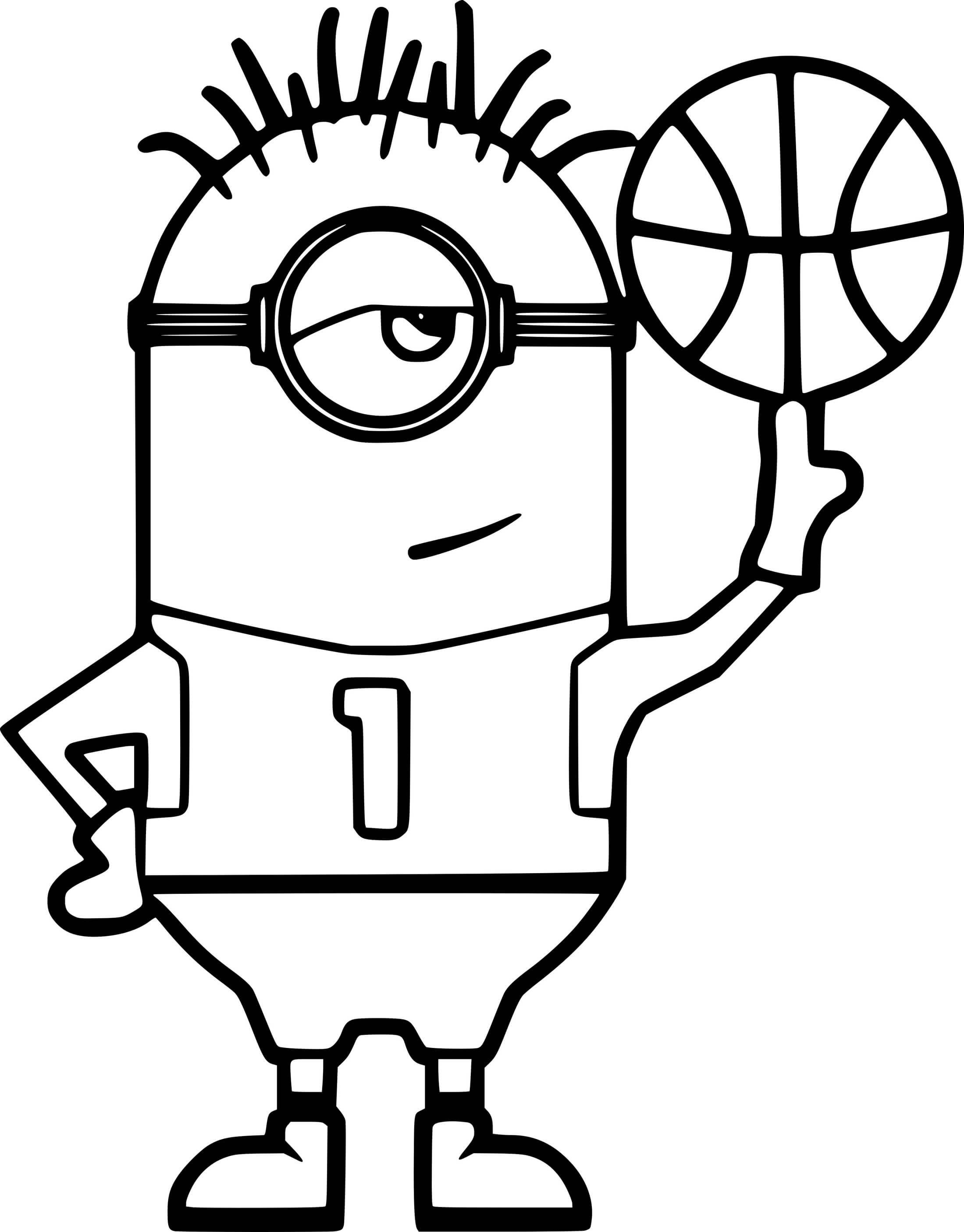 Minion Playing Basketball Coloring Page