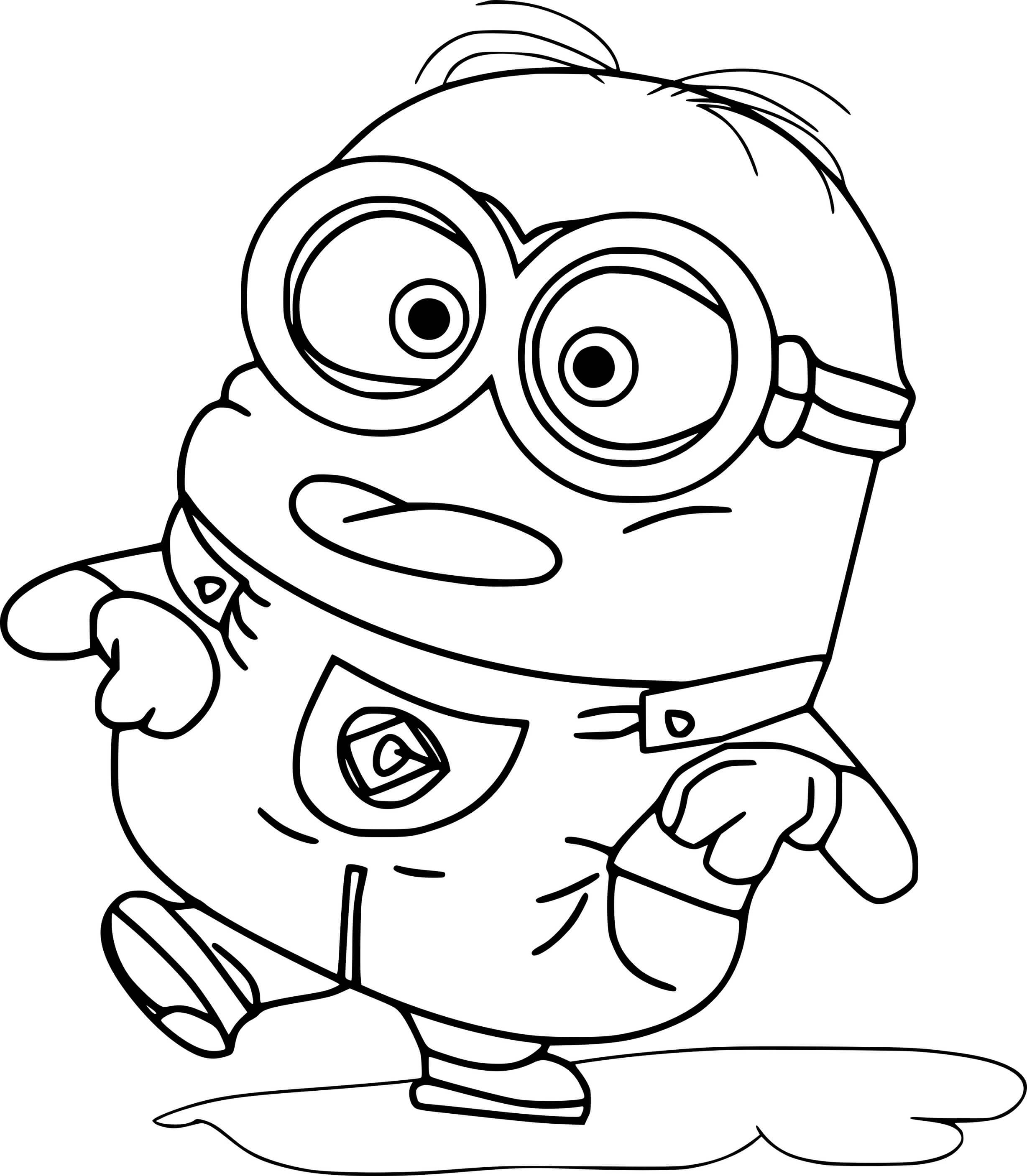 Minion In The Puddle Coloring Page