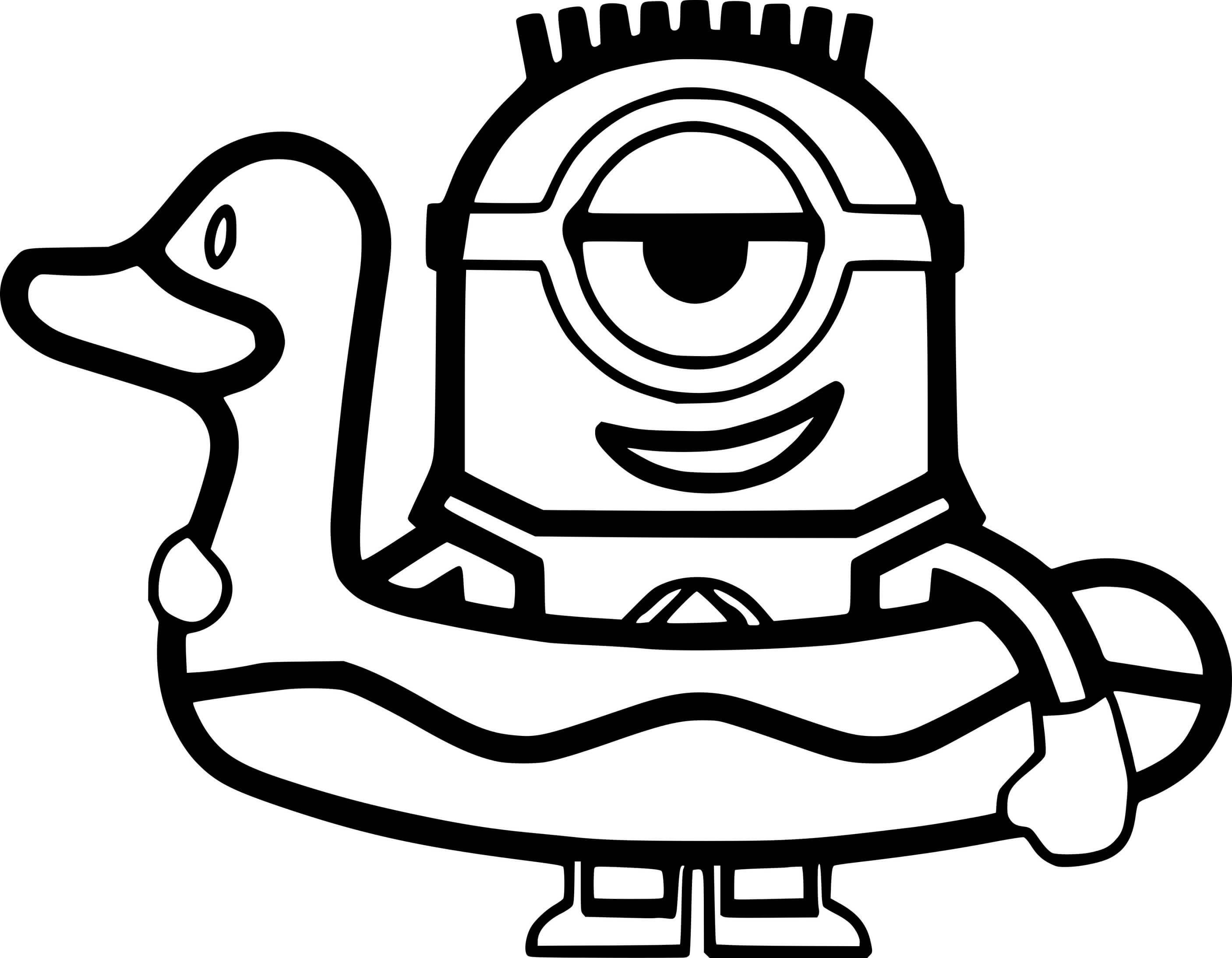 Minion In The Swim Ring Coloring Page