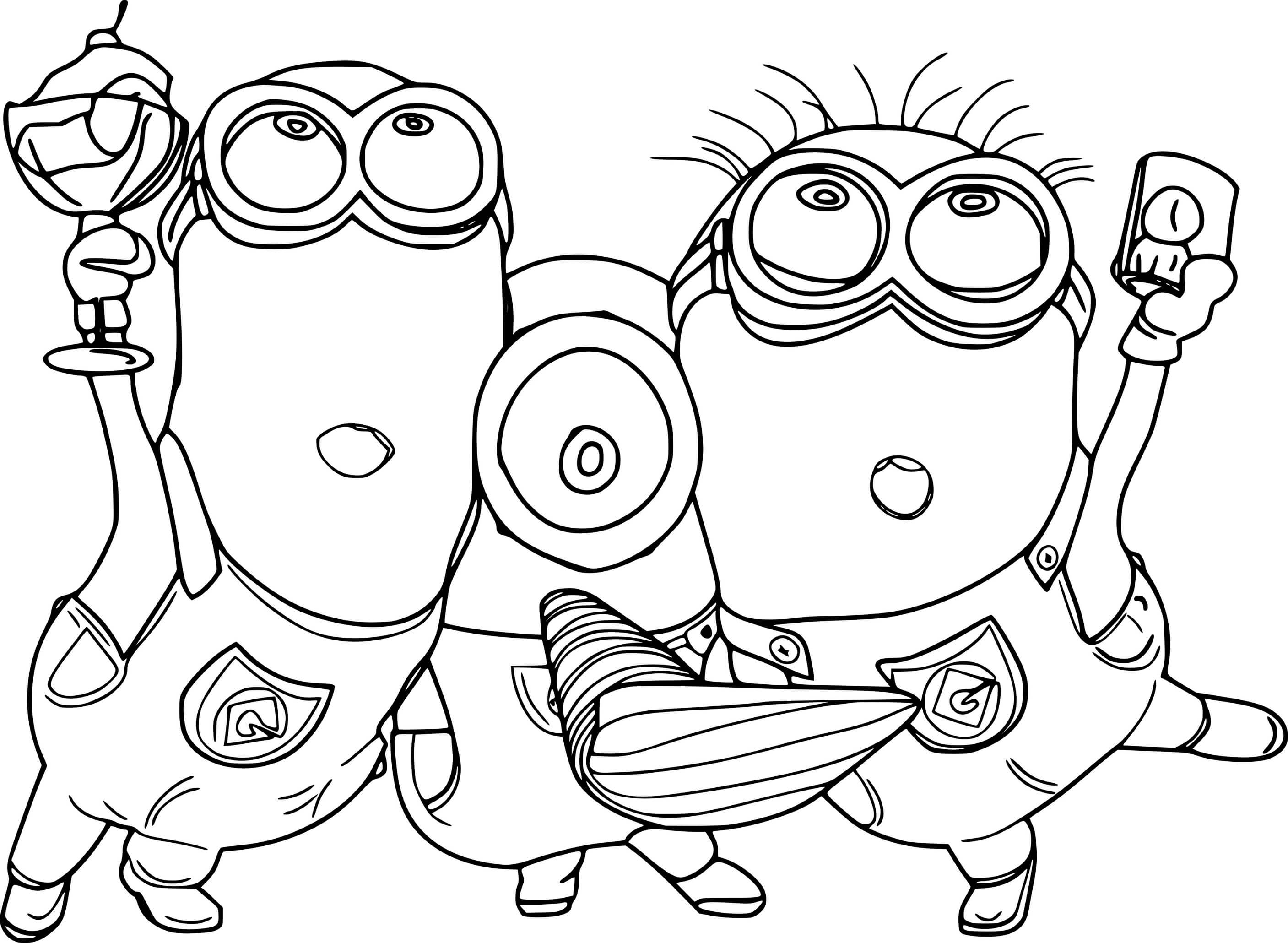 Minions Hold Ice Cream Coloring Page