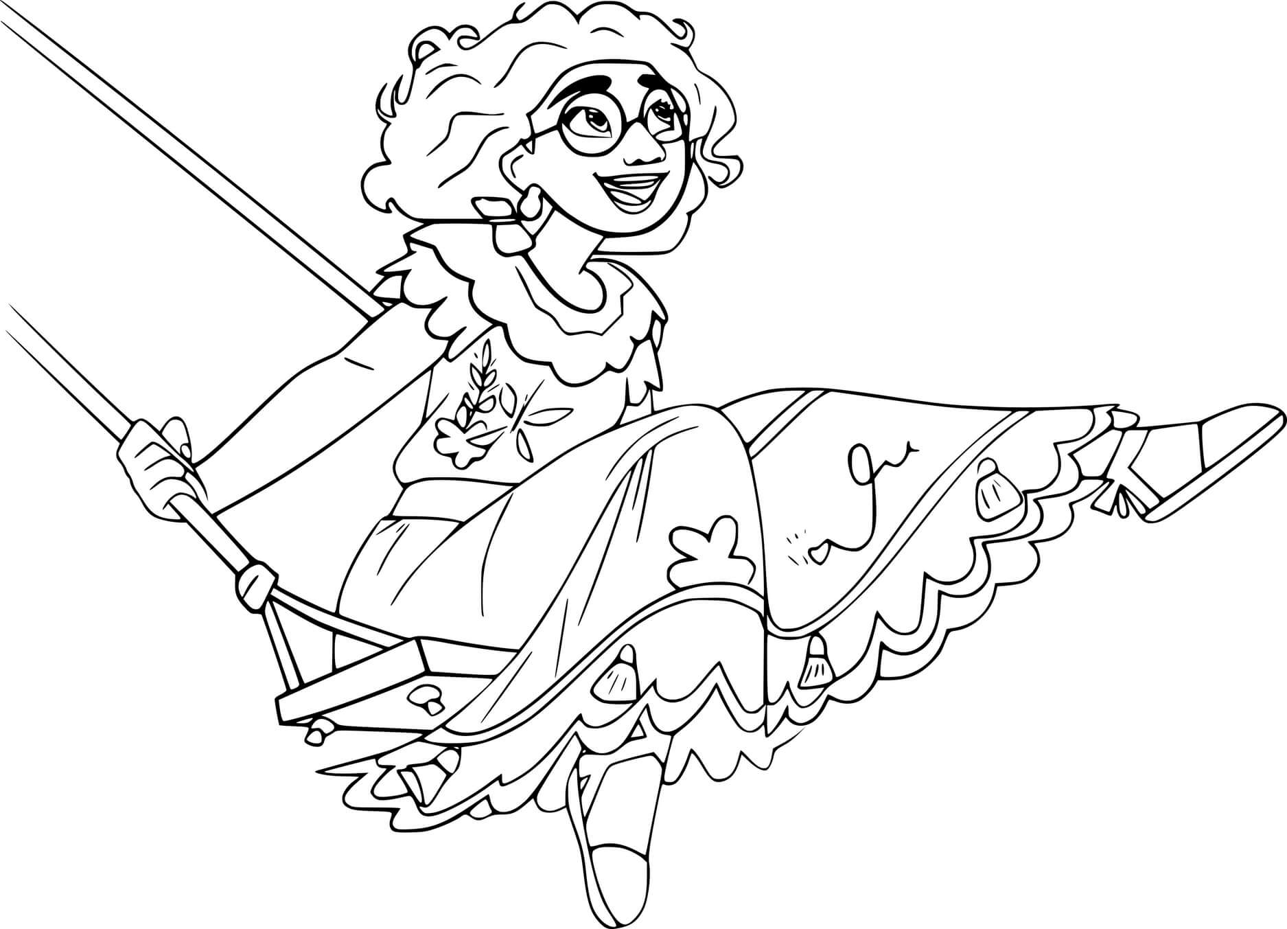 Mirabel Playing The Swing Coloring Page