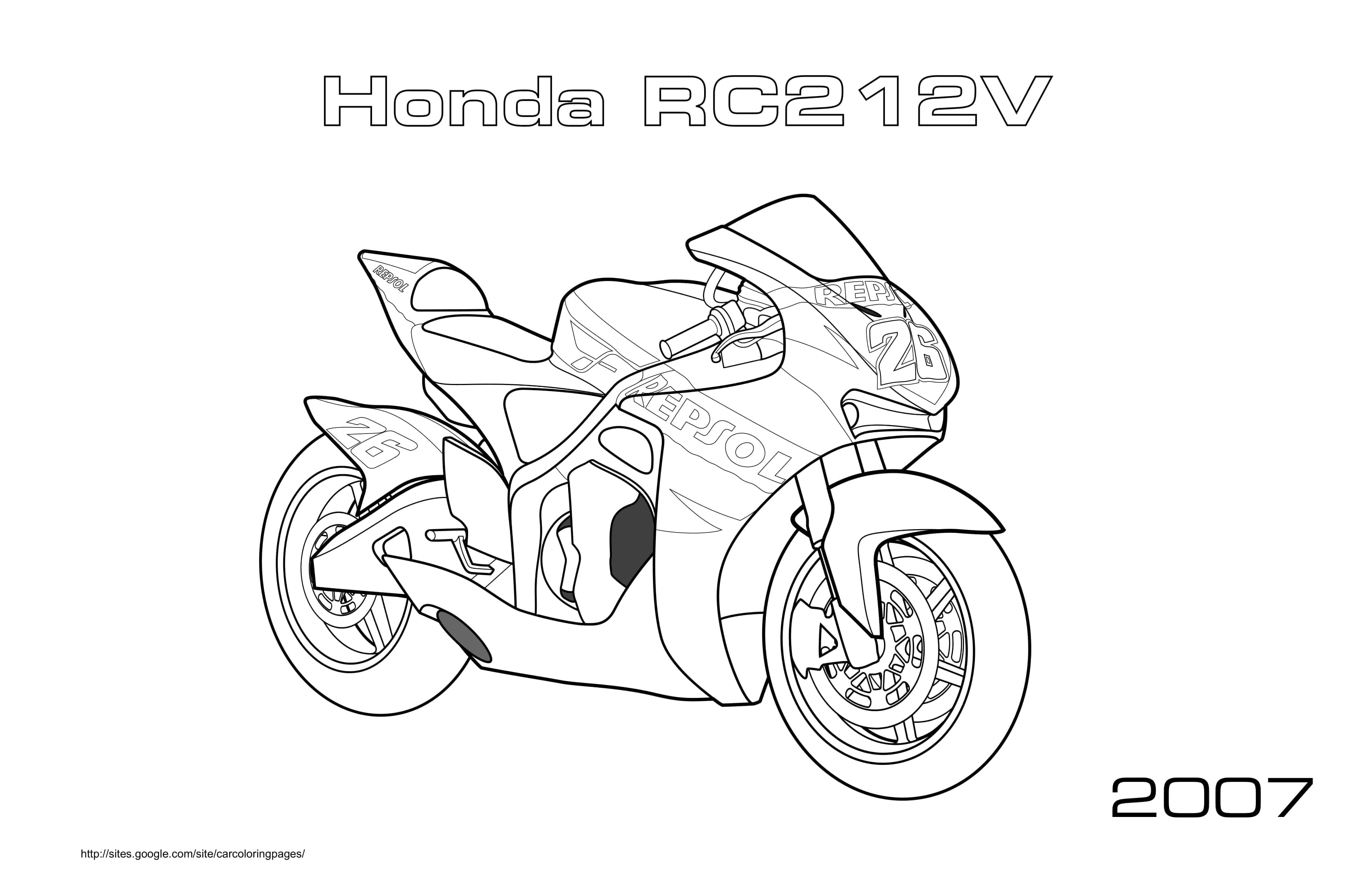 Moto Honda Rc212v 2007 Coloring Page