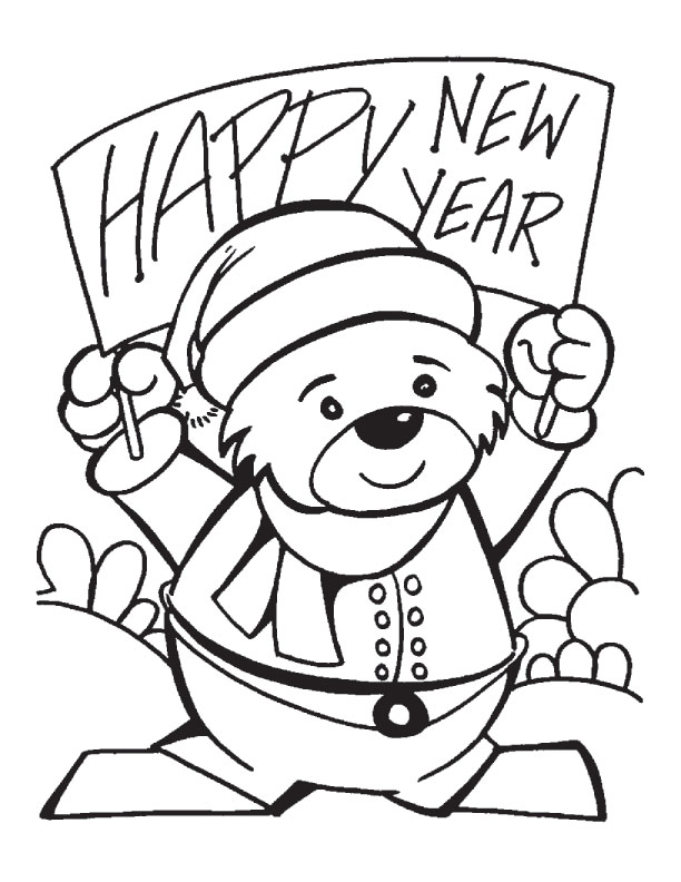 New Year Banner Coloring Page