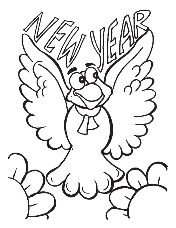 New Year Flying Coloring Page