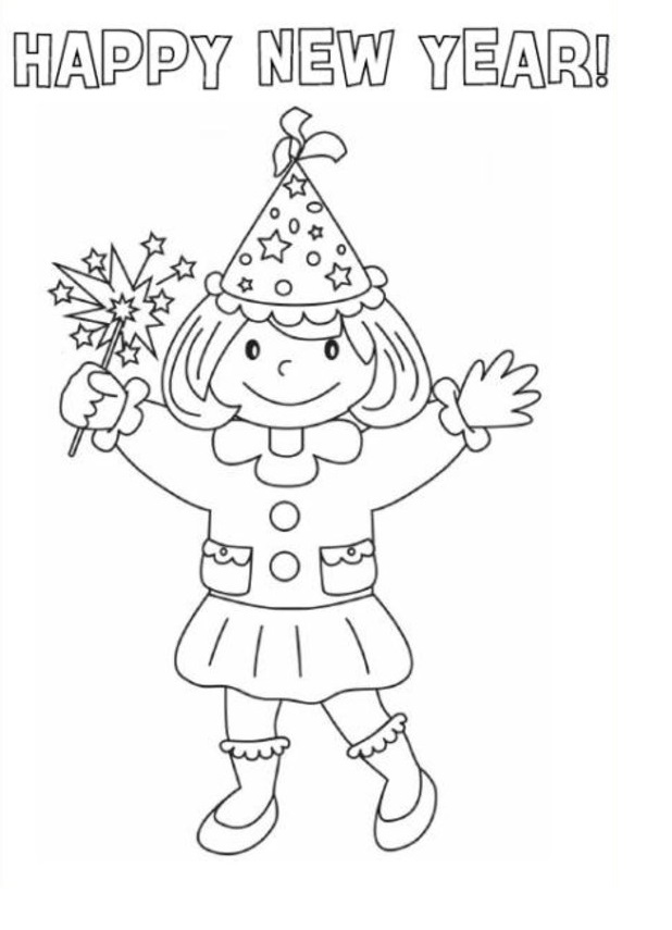 New Year Picture Coloring Page