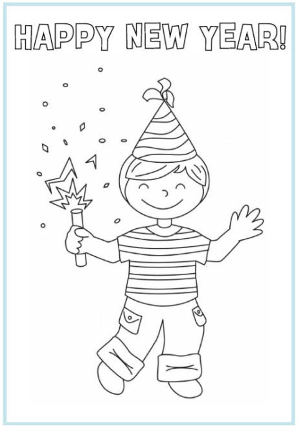 New Year Picture 1 Coloring Page