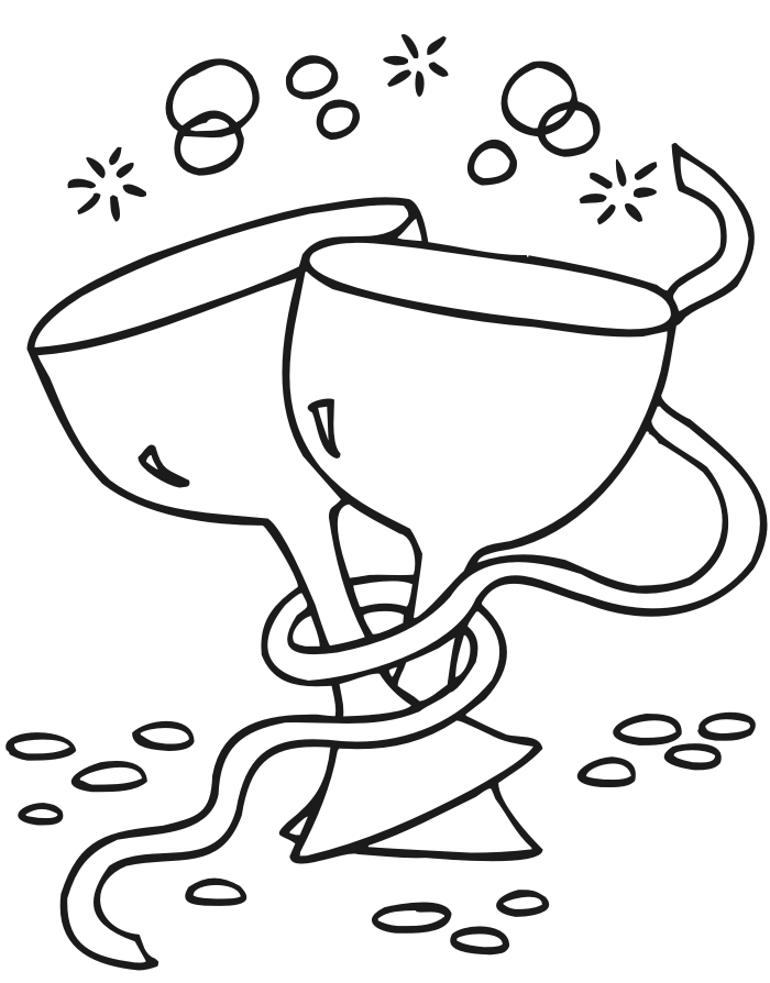 New Years Coloring Page 2 Wine Glasses Coloring Page