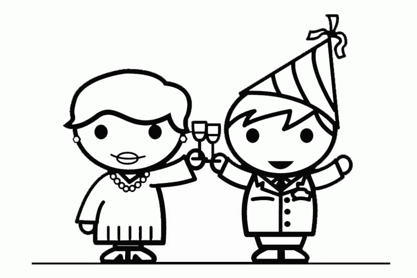 New Years Eve Kids Only Coloring Page