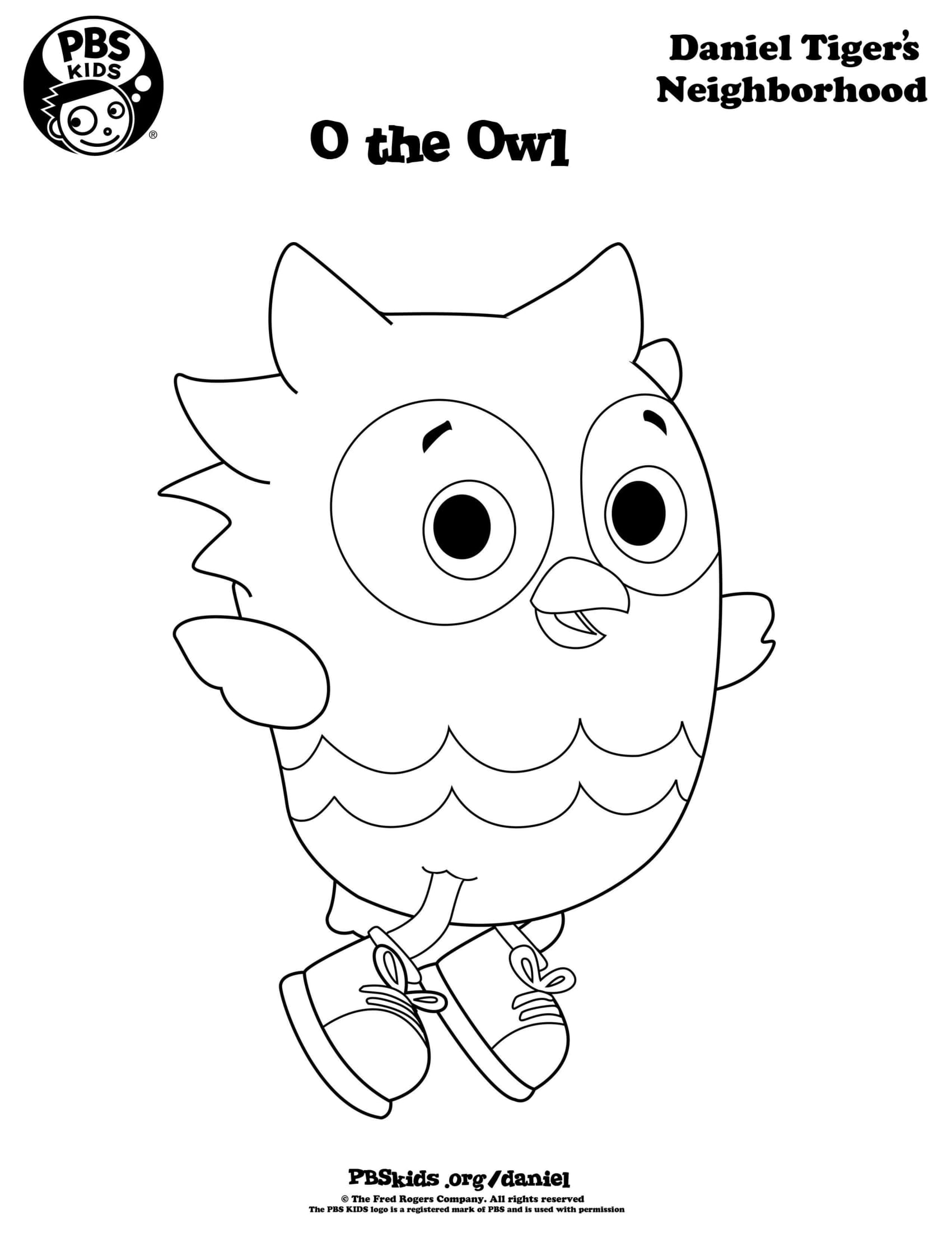 O The Owl Daniel Tiger Coloring Page