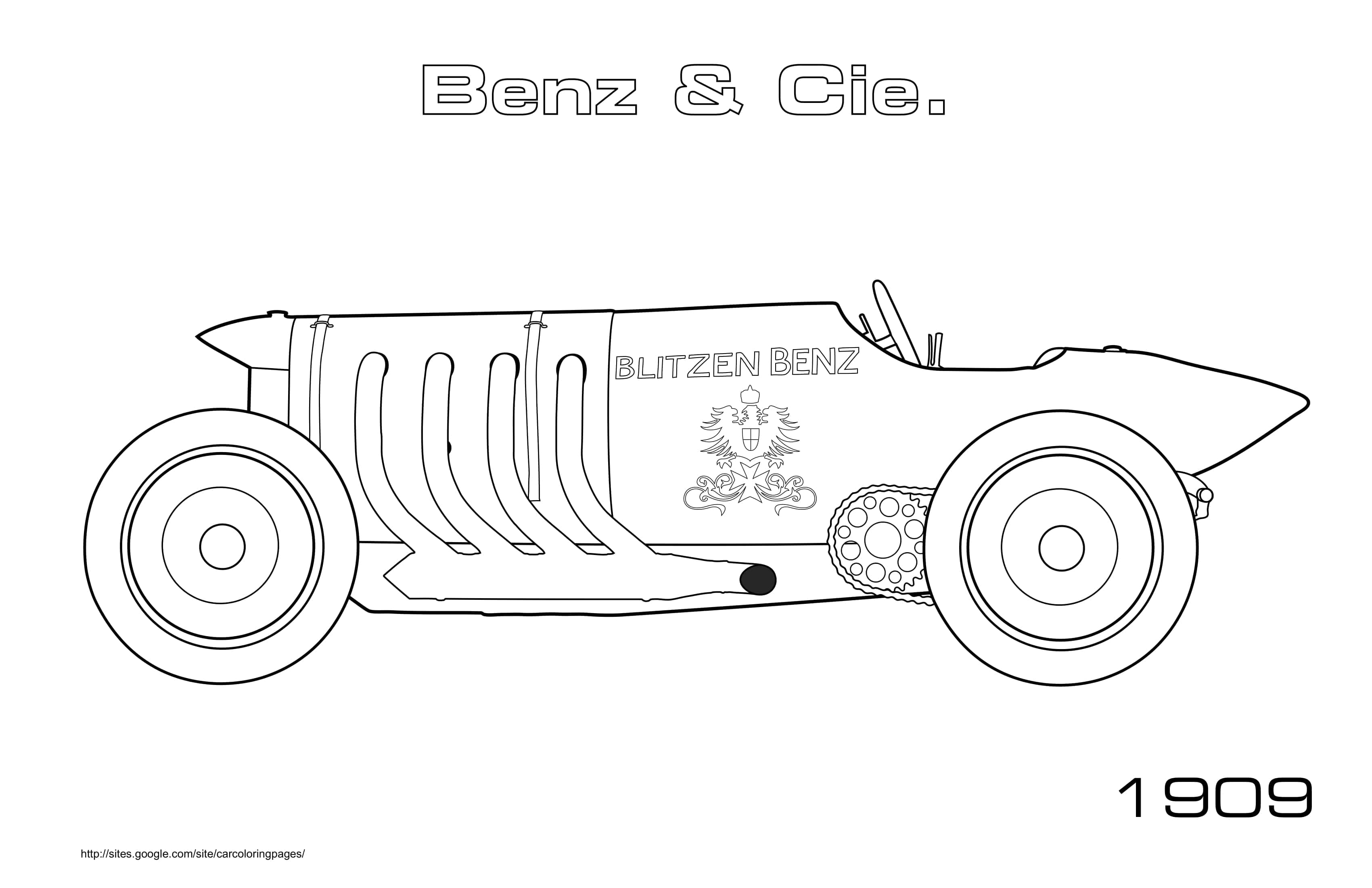 Old Car Benz Cie Blitzen Benz 1909 Coloring Page