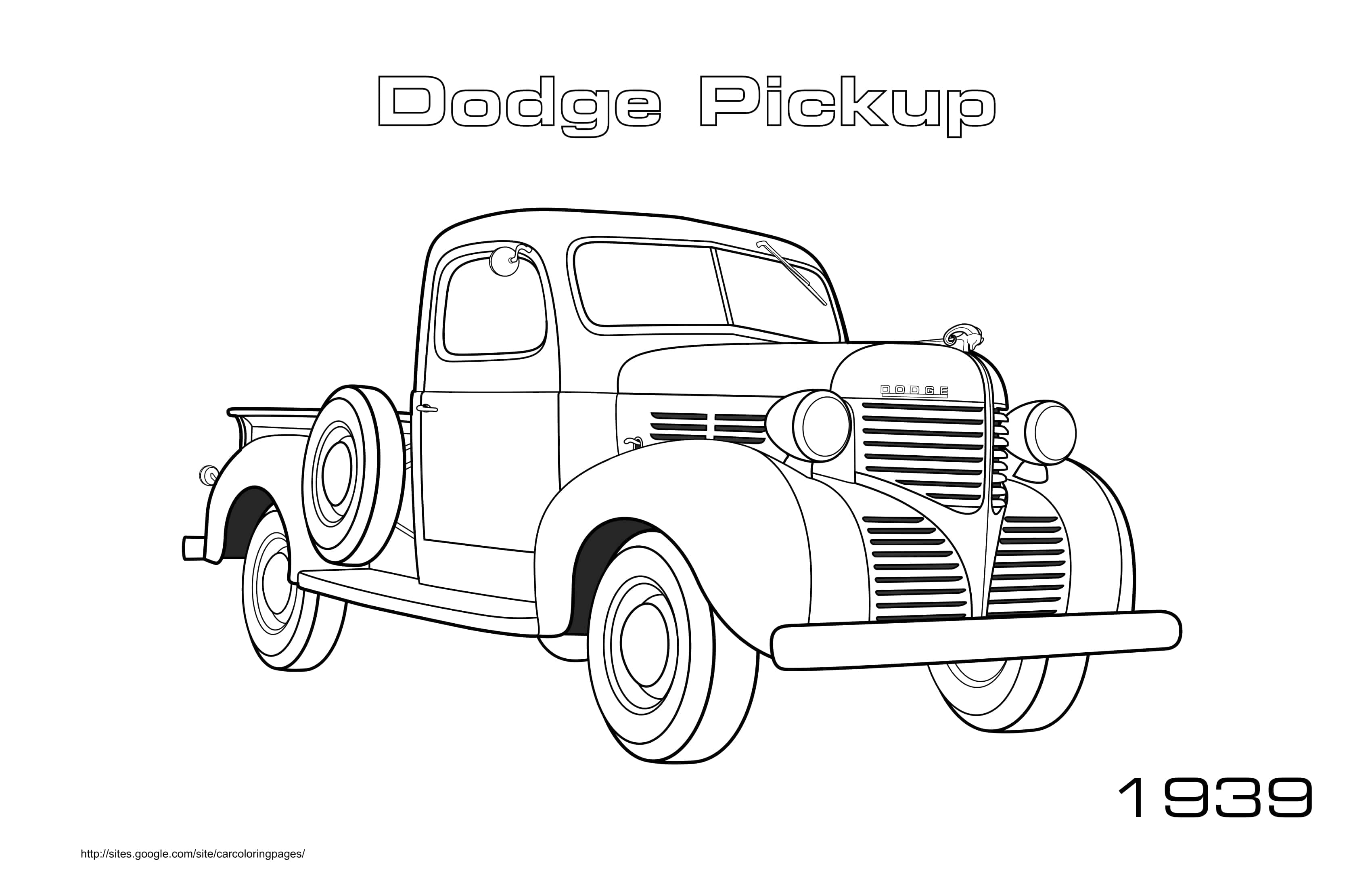 Old Car Dodge Pickup 1939 Coloring Page