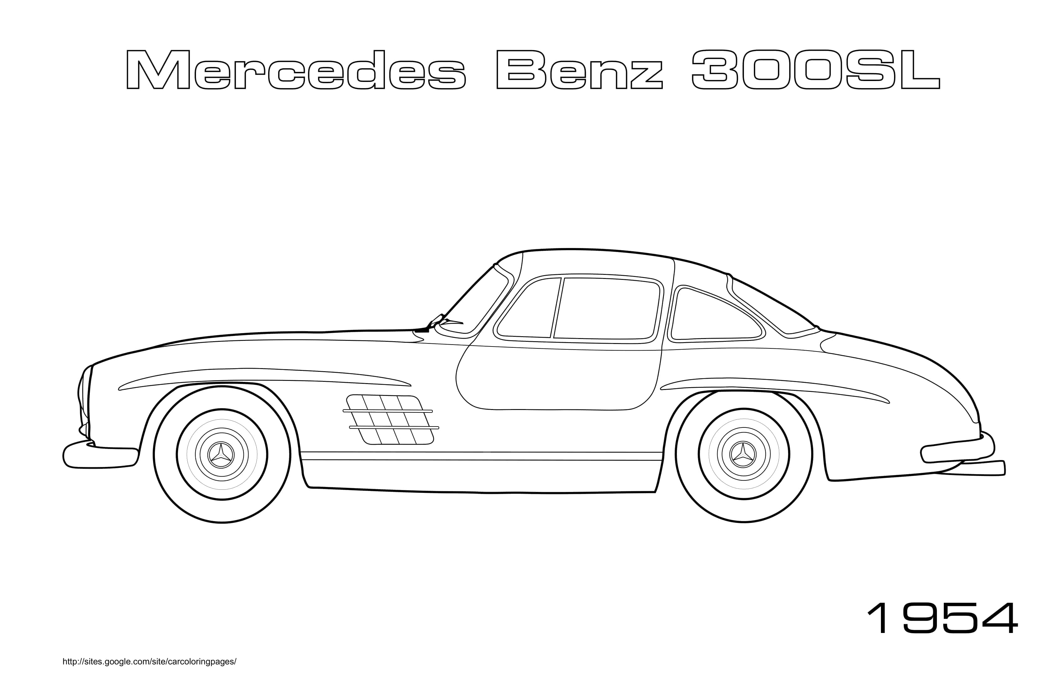 Old Car Mercedes Benz 300sl 1954 Coloring Page