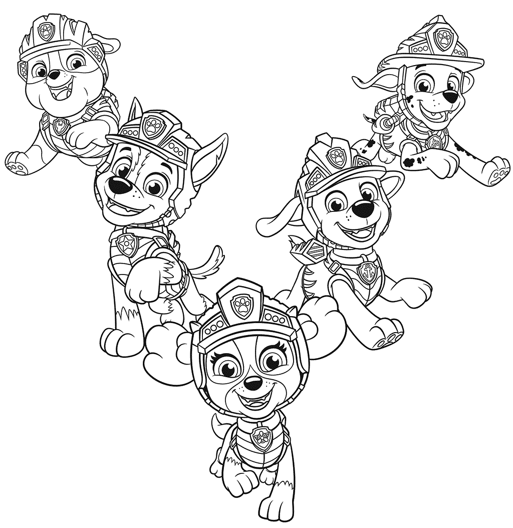 PAW Patrol Dino Rescue Pups Coloring Page