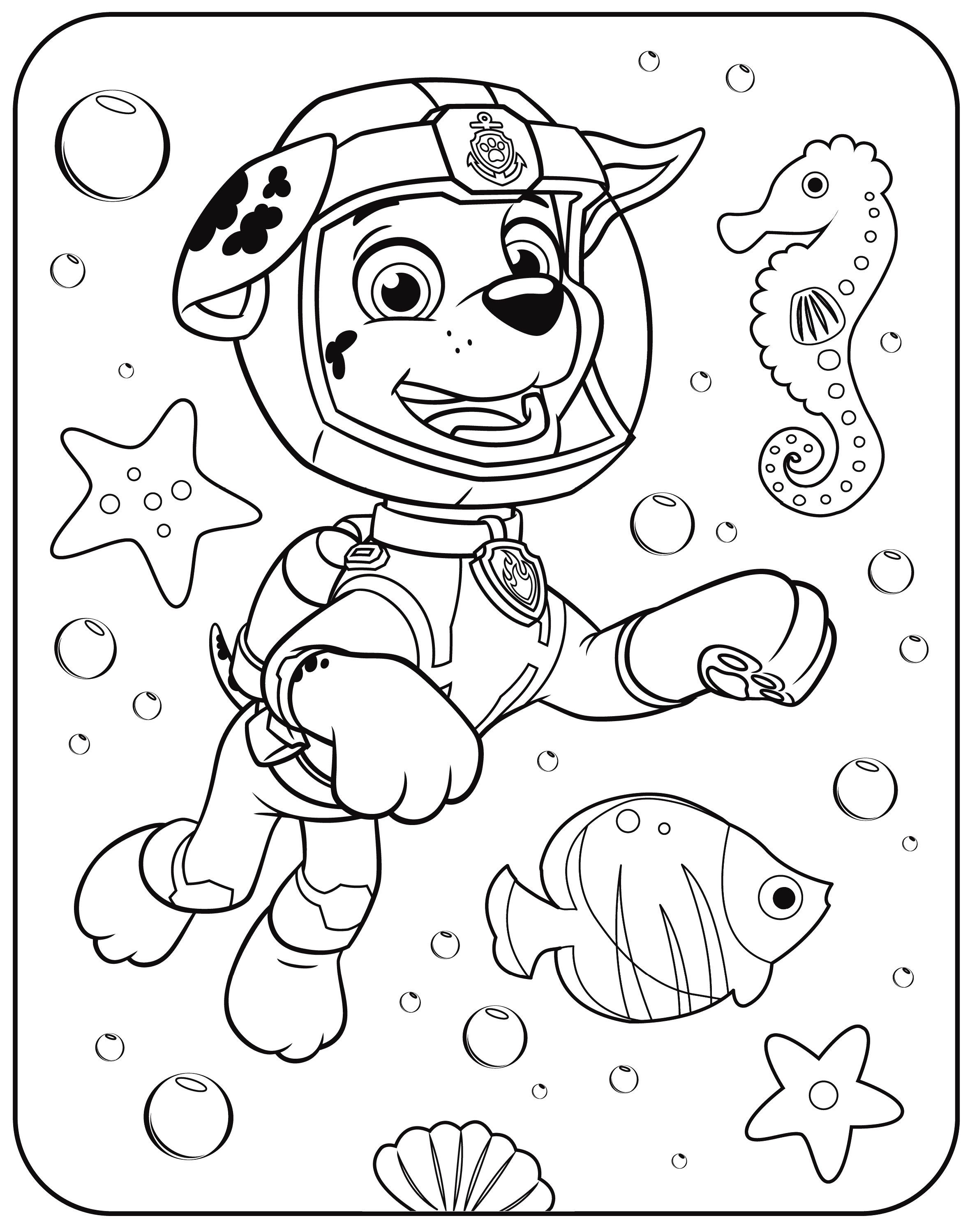 PAW Patrol Marshall Underwater Coloring Page