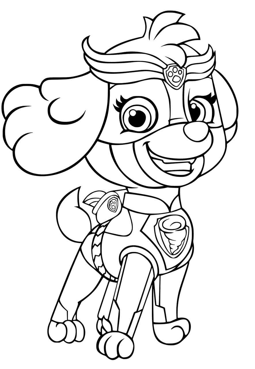 PAW Patrol Mighty Pups Skye For Girls Coloring Page