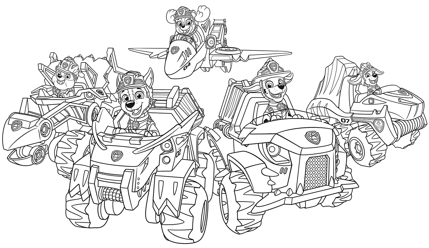 PAW Patrol Pups From Dino Rescue Coloring Page