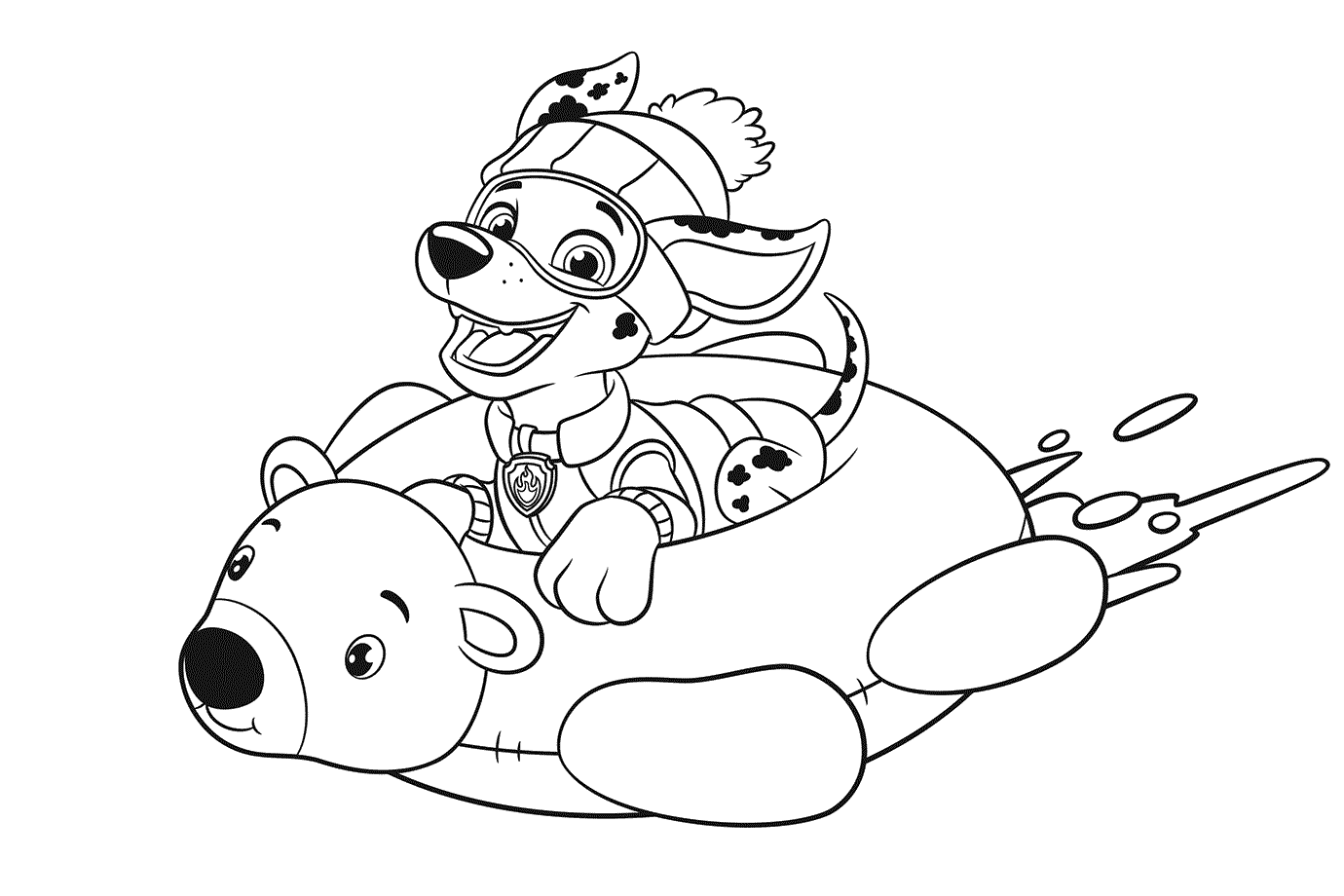 PAW Patrol Snow Sled Or Snow Tube Coloring Page