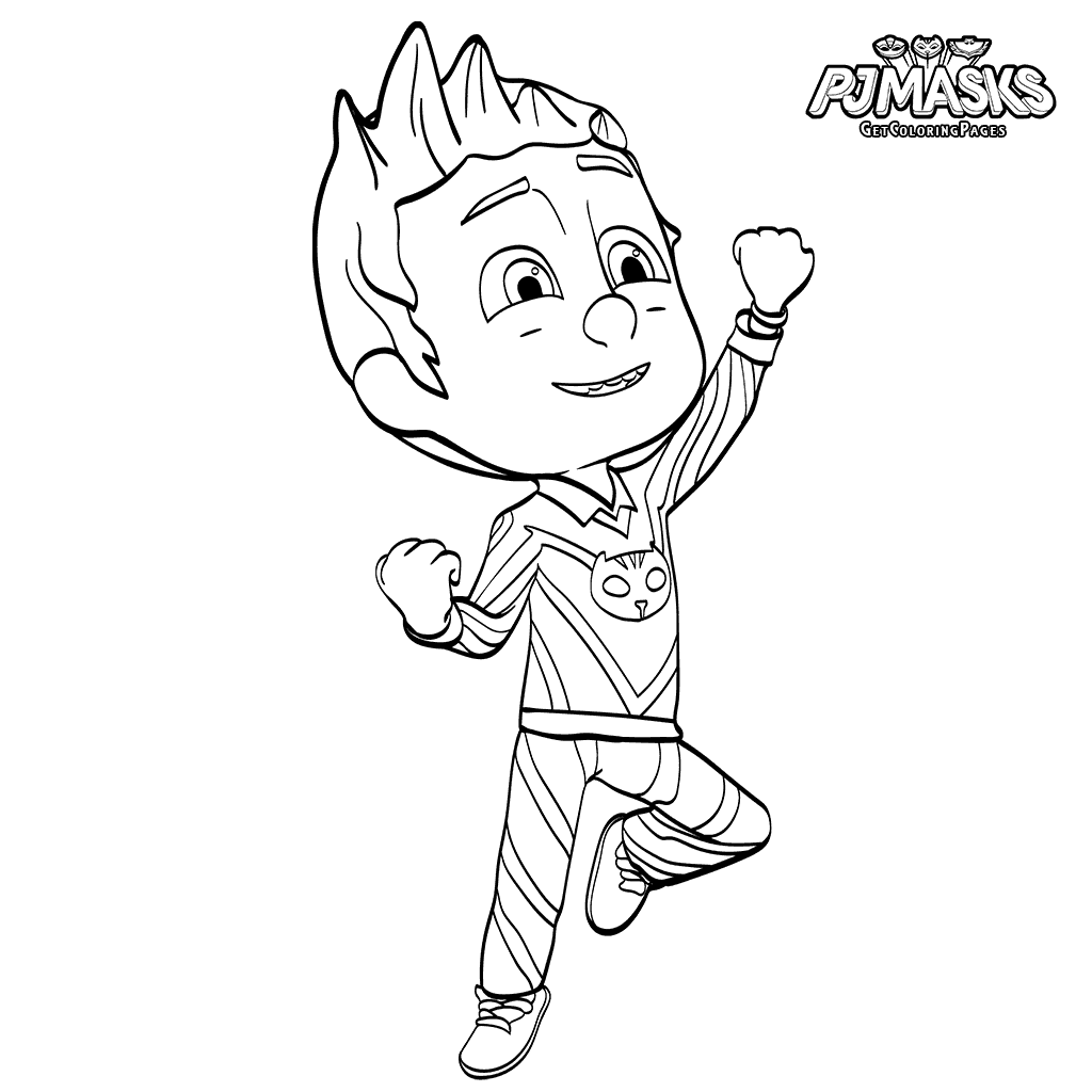 PJ Maskss Catboy Heroes In Pajama Coloring Page