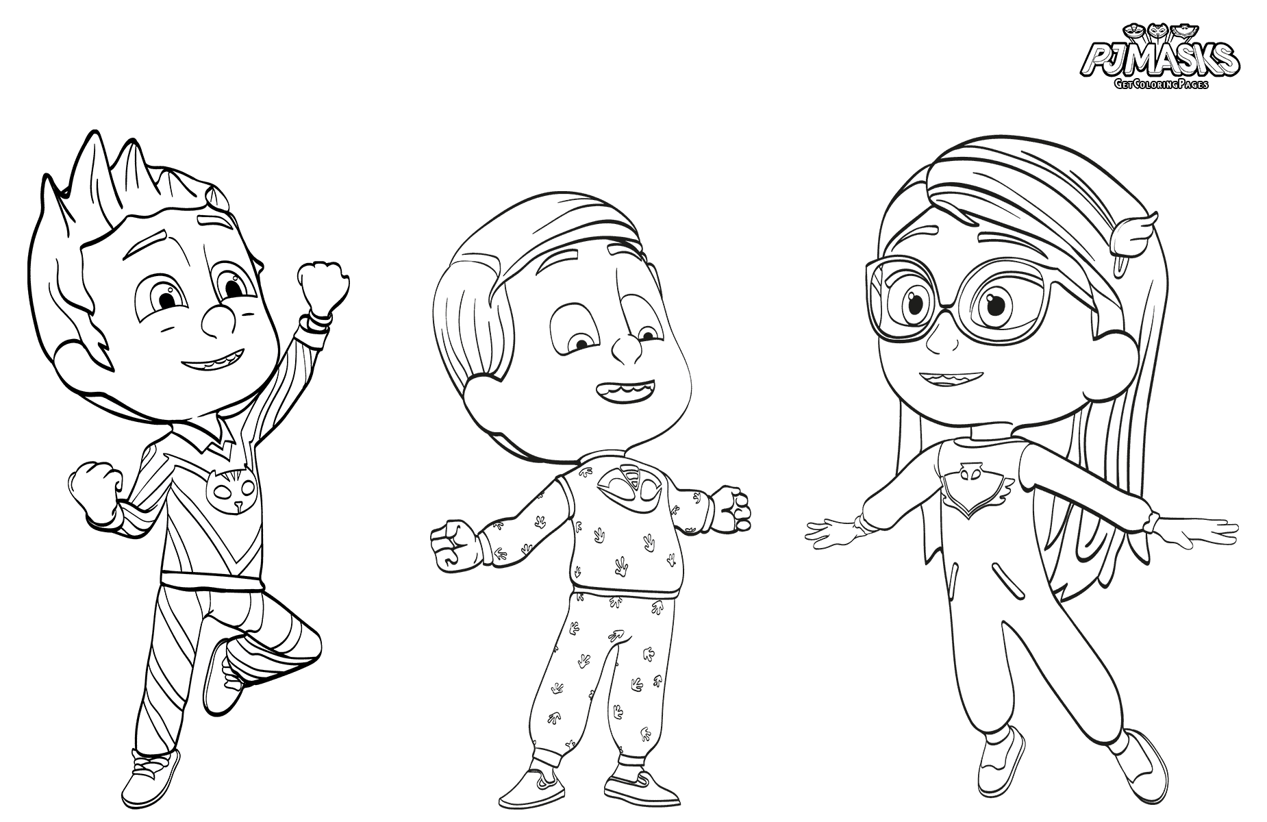 PJ Maskss Pajama Heroes Coloring Page