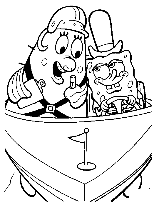 Patrick And Spongebob In The Little Boat Coloring Page